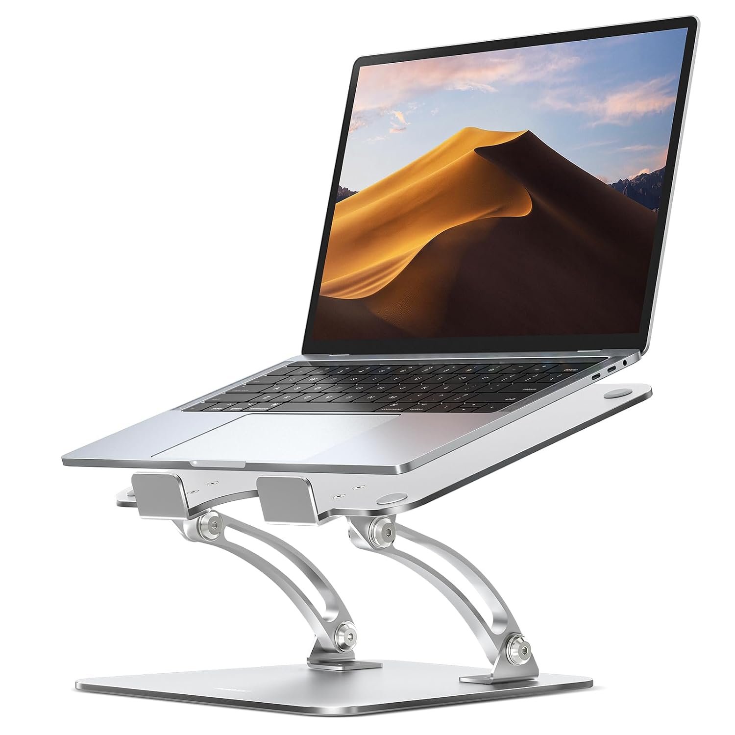 Nulaxy Adjustable Laptop Stand for Desk, Foldable Laptop Riser with Heat-Vent, Ergonomic Portable Computer Stand Compatible with 10-17" Up to 22 Lbs Laptops, MacBook, HP, Samsung (Silver)