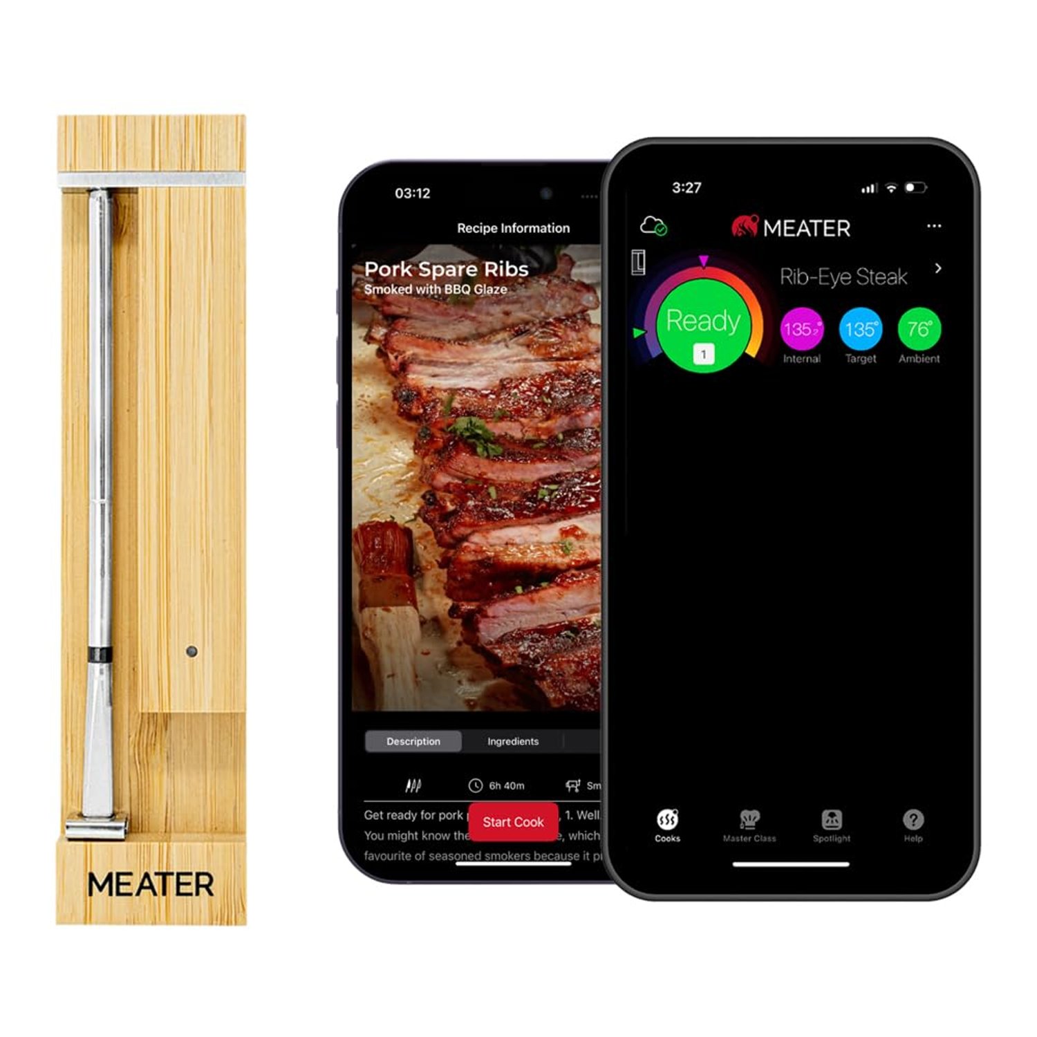 MEATER Pro / 2 Plus: Smart Bluetooth Wireless Meat Thermometer Digital | Lab-Certified Accuracy | Oven, Grill, Smoker, Air Fryer, BBQ, & Kitchen Cooking | Easy-to-Use with Free App