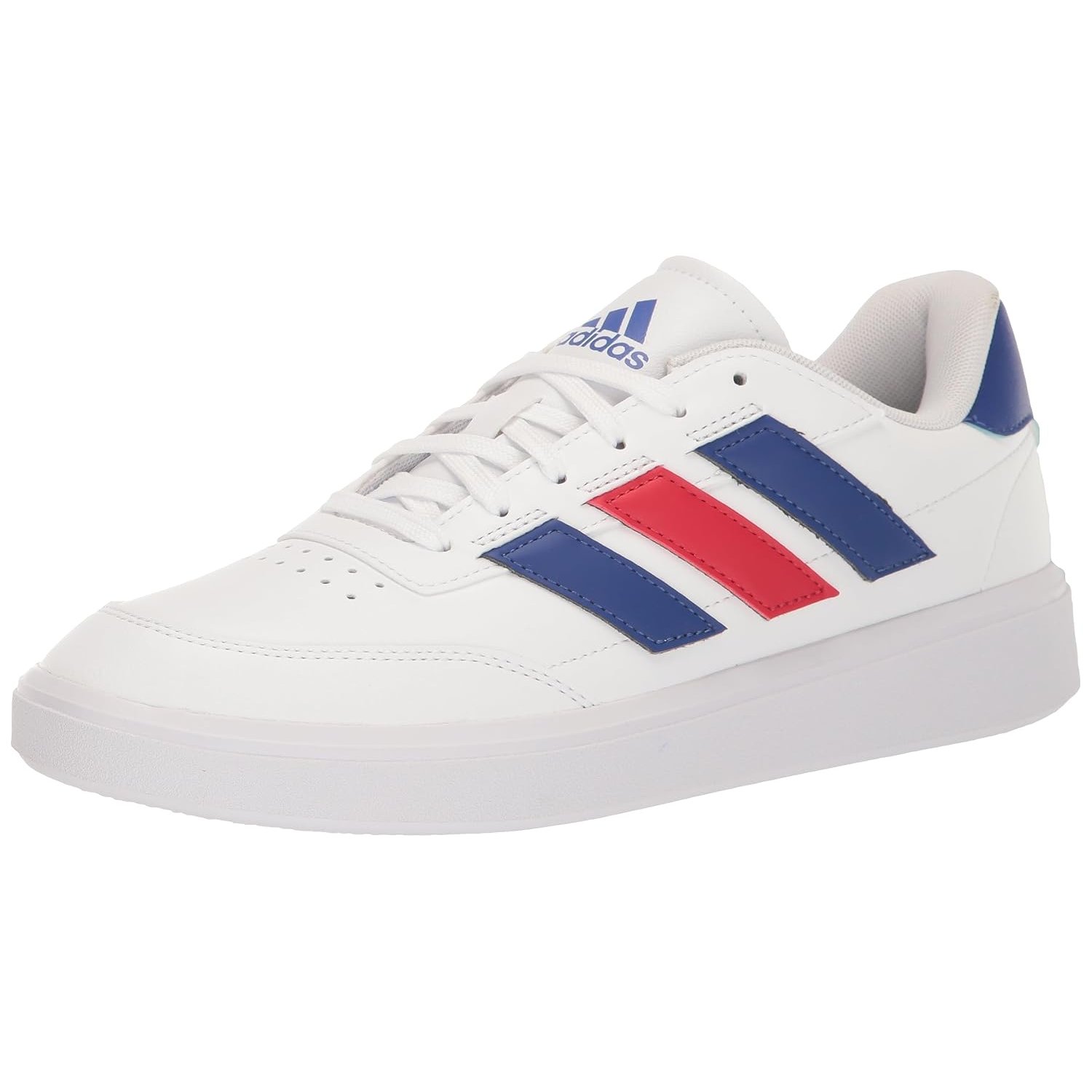adidas mens Courtblock, White/White/Better Scarlet, 7
