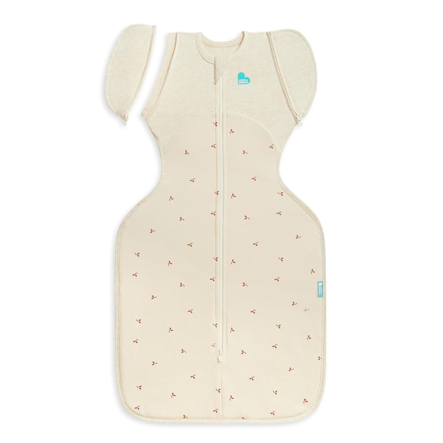 Love To Dream Swaddle Up Transition Bag, Medium 6-8.5 kg - Twigs Oatmeal | Snug Fit with Patented Zip-Off Wings | 1.5 TOG Ideal for All-Year Use (18–22°C) | Machine Washable & Double Zip