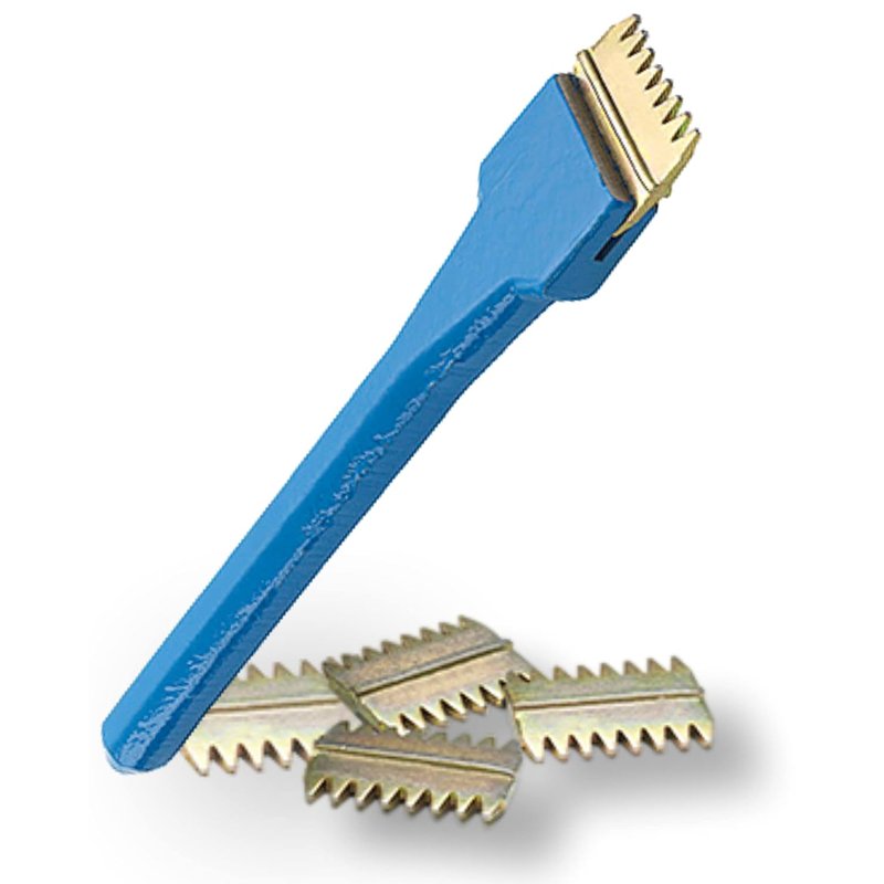 1.5" Scutch Chisel and Combs Set - Footprint. Superior Strength Drop Forged Handle. 5 Double-Ended Combs Included. Essential Builders Hand Tools for a bricky/Bricklayer or Stone Mason