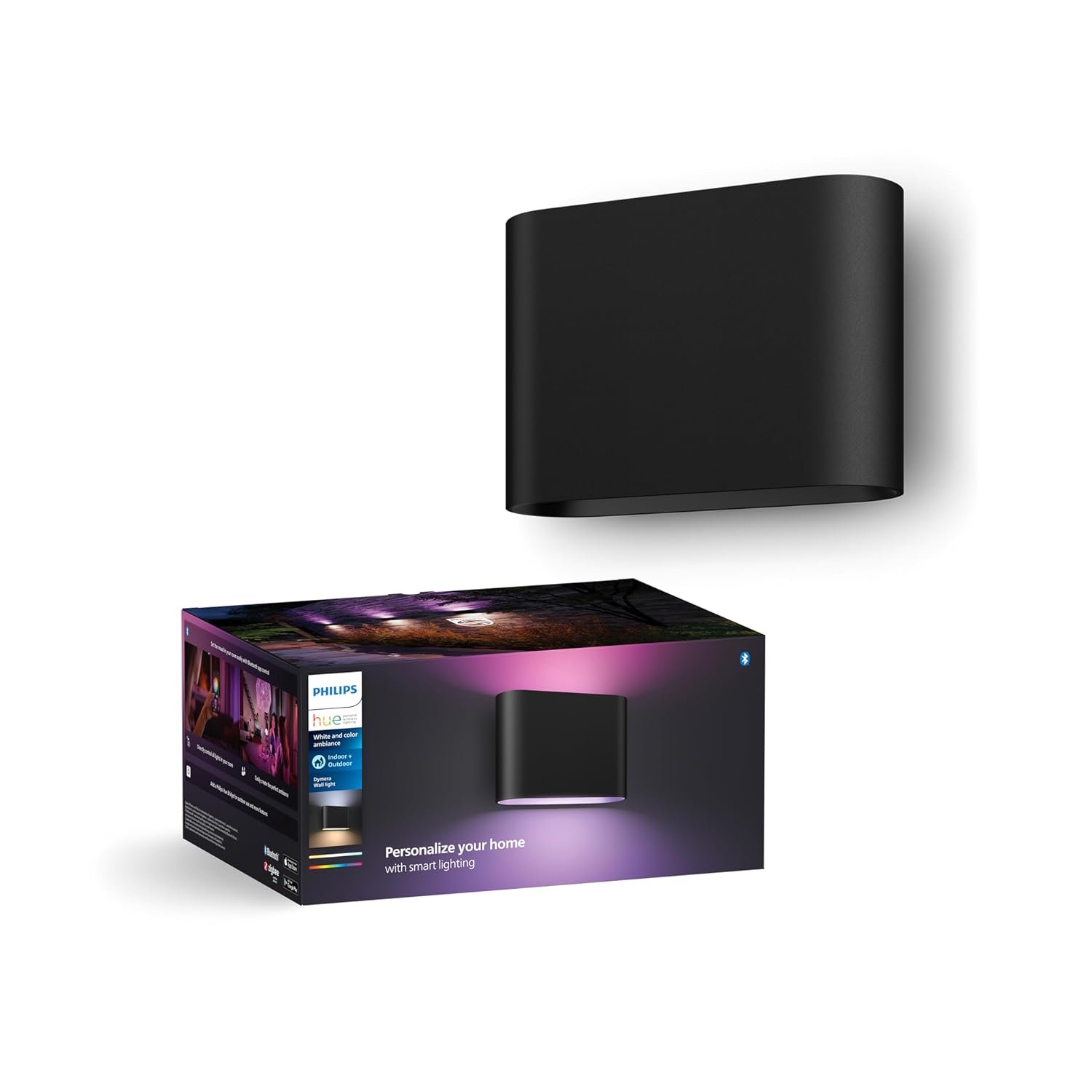 Philips Hue White and Colour Ambience Dymera Smart Indoor Wall Light, White and Colour Light, Hue Bridge Required for Outdoor Lighting, Voice Control with Alexa, Apple Home, Google Assistant