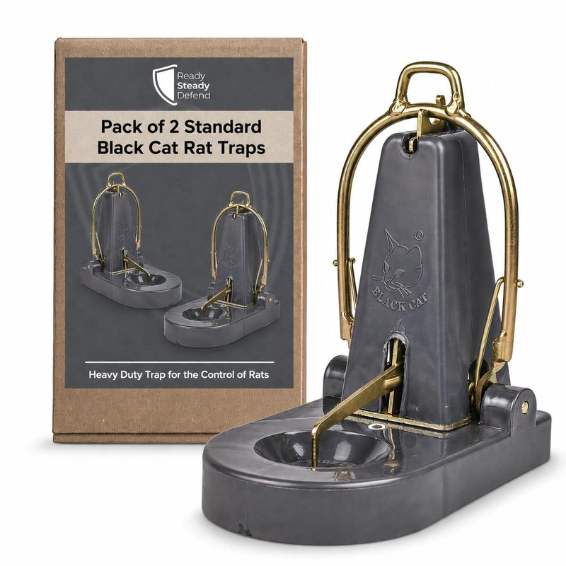Ready Steady Defend Rat Traps - 2 Pack - Heavy Duty Rat Snap Traps - Powerful Instant Kill Mechanism - Reusable Rodent Control Traps - Indoor and Controlled Outdoor Use