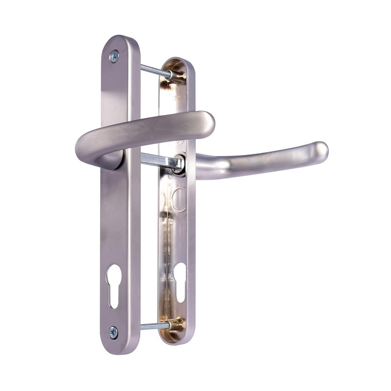 TSS UPVC Door Handle Lever/Lever 92mm PZ - 210 Screw to Screw Backplate 242x34 - White Exterior Replacement (Silver)