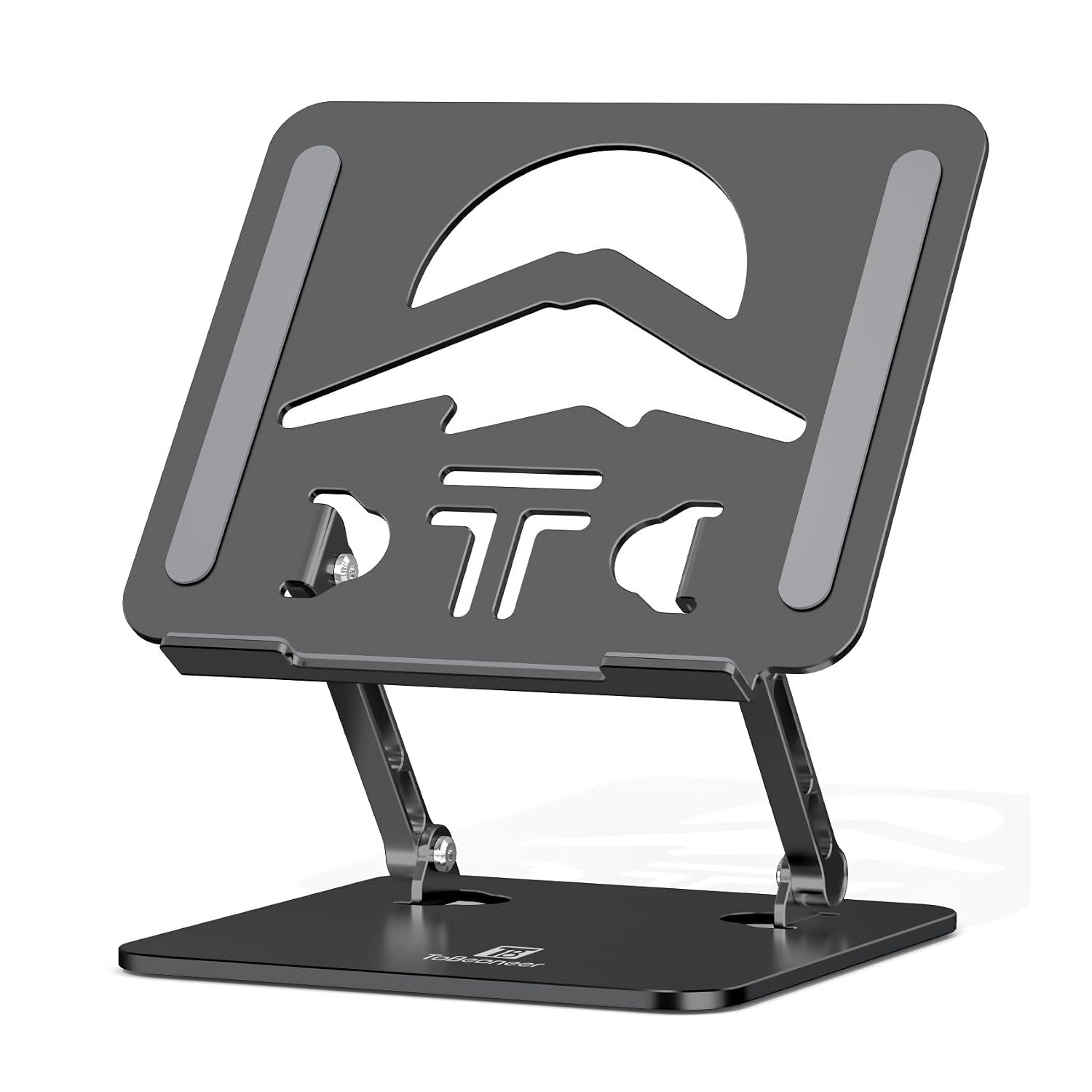 Tobeoneer Adjustable laptop stand for desk, Aluminum Portable Laptop Riser, Ergonomic Foldable Laptop Holder Compatible with MacBook, Air, Pro, HP (10-16") (Black)