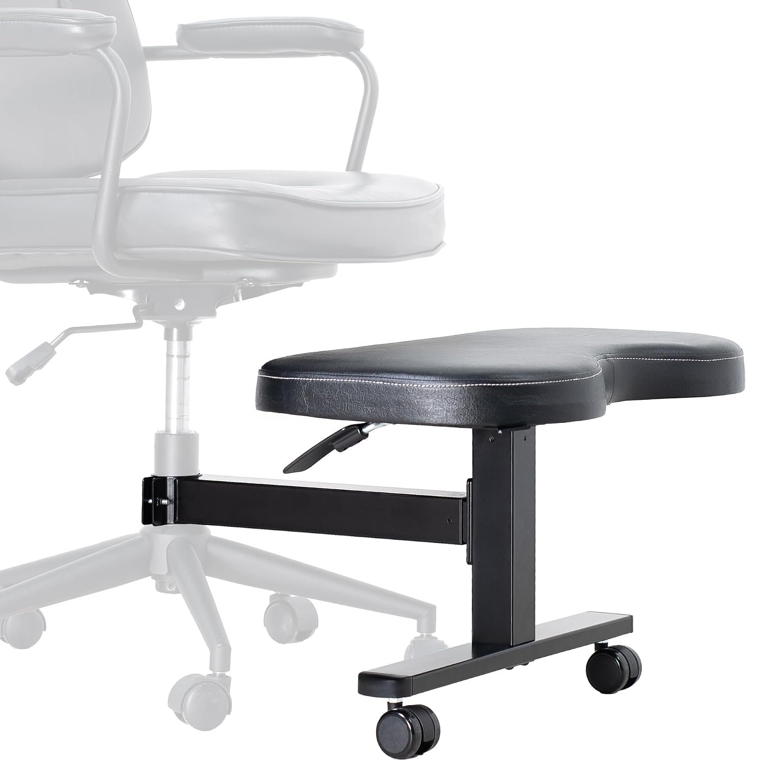 VIVO Height Adjustable Retrofit Footrest for Office Chair, Cushion Attachment Fits 2 inch Cylinders, Cross-Legged Sitting Option, Holds 242 lbs, Black, Chair-REST1