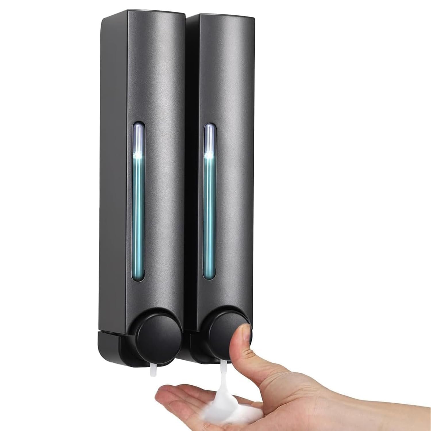 minghaoyuan Wall Mounted Soap Dispenser - Shampoo and Conditioner Dispenser | Shower Gel dispenser | Shower 2 Pcs No Drill Shampoo For Bathrooms, Shopping Malls (Gray)