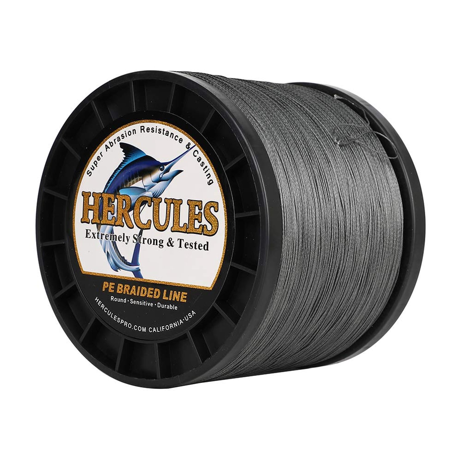 Hercules Braided Fishing Line 1500m 1640yds 10lbs-200lbs Pe Superline 8 Strands (Grey 180lb/81kg 0.70mm)