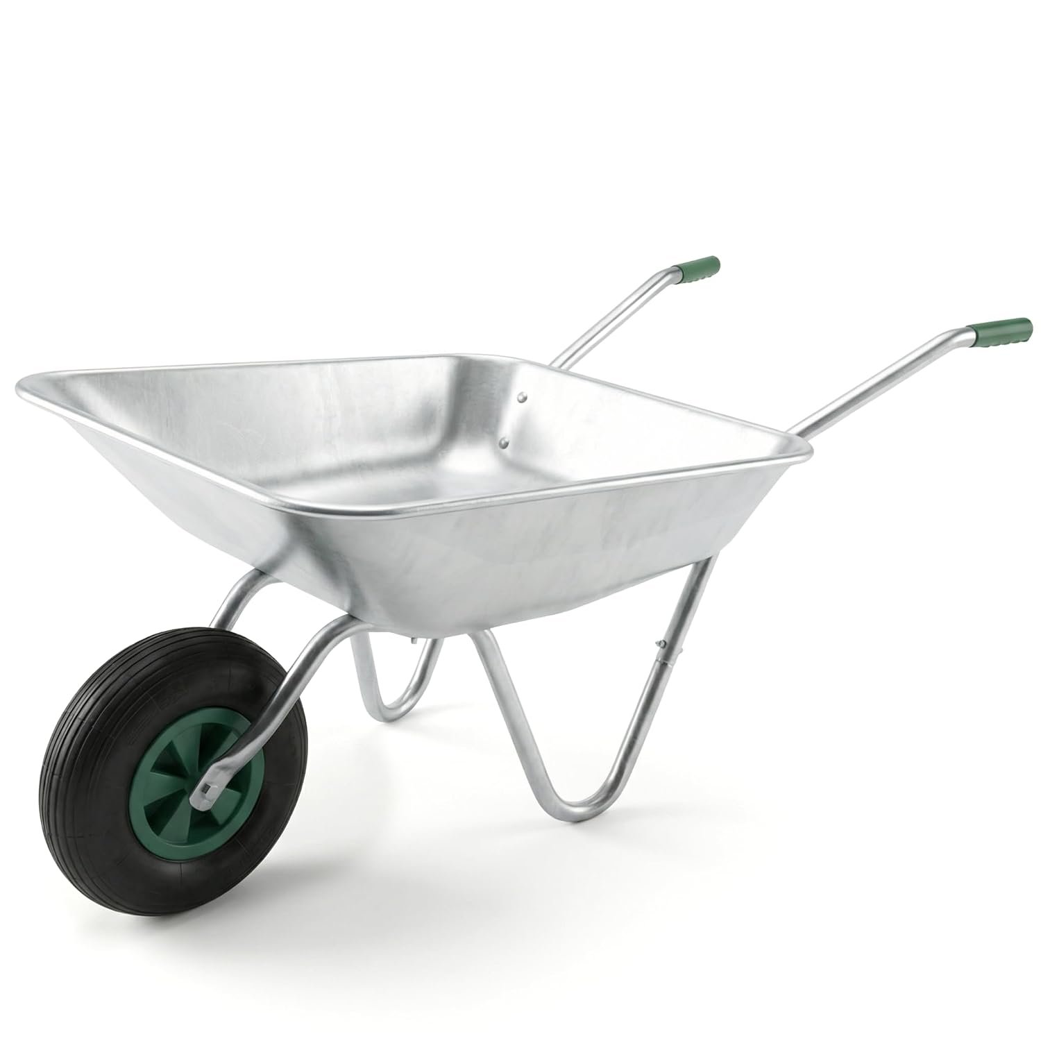 Vivo Technologies Wheelbarrow Home Garden 65L, Heavy Duty Cart Galvanised Wheel Barrow with Pneumatic Tyre 100KG Load-Bear, Strong Large Transport Trolley Handcart, Suitable for Garden Work