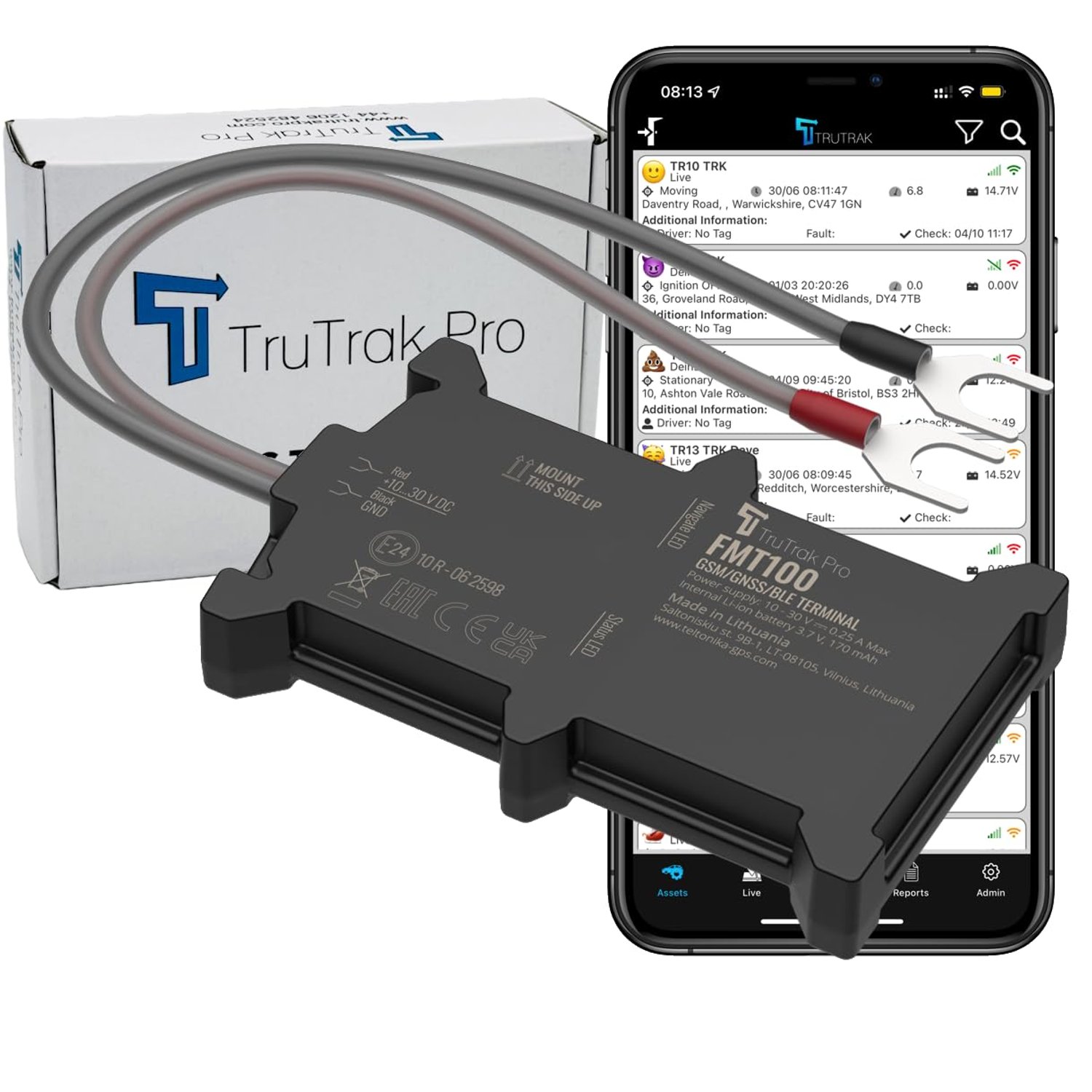 TruTrak Pro - FMT100+ GPS Tracker/Vehicle Tracker - 36 Month Bundle, Van, Motorbike, Caravan, Motorhome, Coach & Car Tracker - Pay as You Go, 12-24 Volt, Self Install Device Including SIM & Data