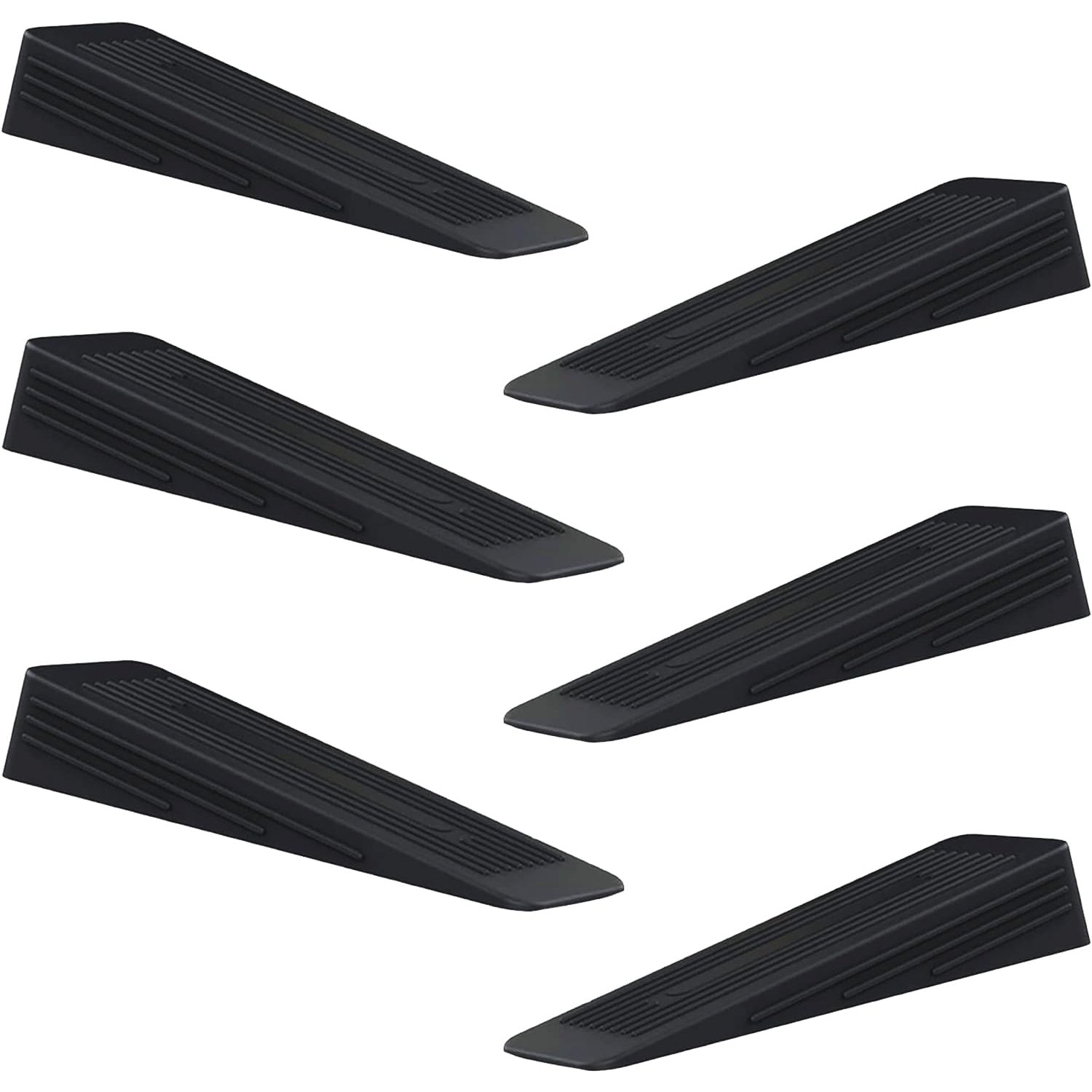 Premium Black Zinc and Rubber Door Stop, Anti-Skid, Heavy Duty Door Stoppers for Floor with Superior Grip for All Floor Types, Black Door Wedges Indoors, 4 Pack