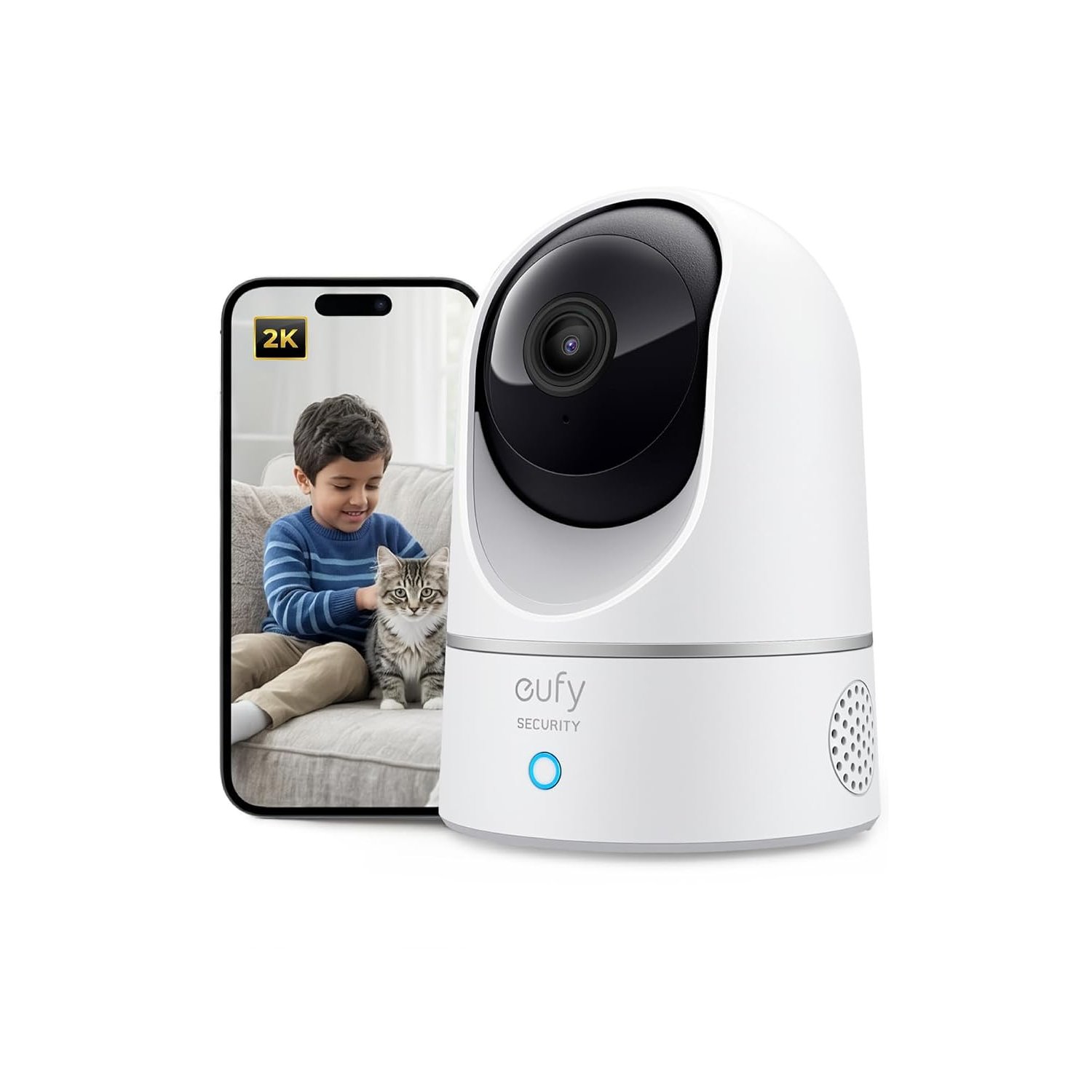 eufy Security Solo IndoorCam E220 (P24) 2K Pan&Tilt Home Security Camera Indoor Wi-Fi Plug-in Cam, Human & Pet AI, Voice Assistant Compatibility, Night Vision, Motion Tracking, Homebase not Compatible