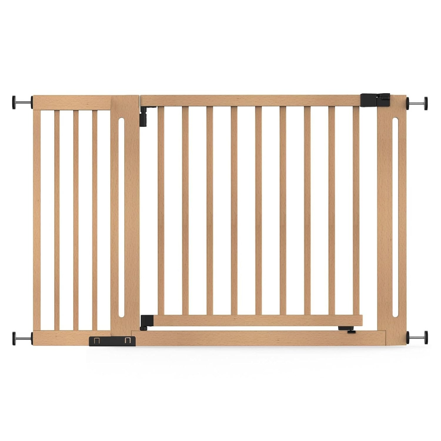 Safetots Wooden Elegance Gate, Natural, 125cm - 133cm, Pressure Fit Safety Gate, 73cm Extra Wide Doorway, Extra Wide Gate for Stairs, Hallways and Doors, Stylish Design Easy Installation