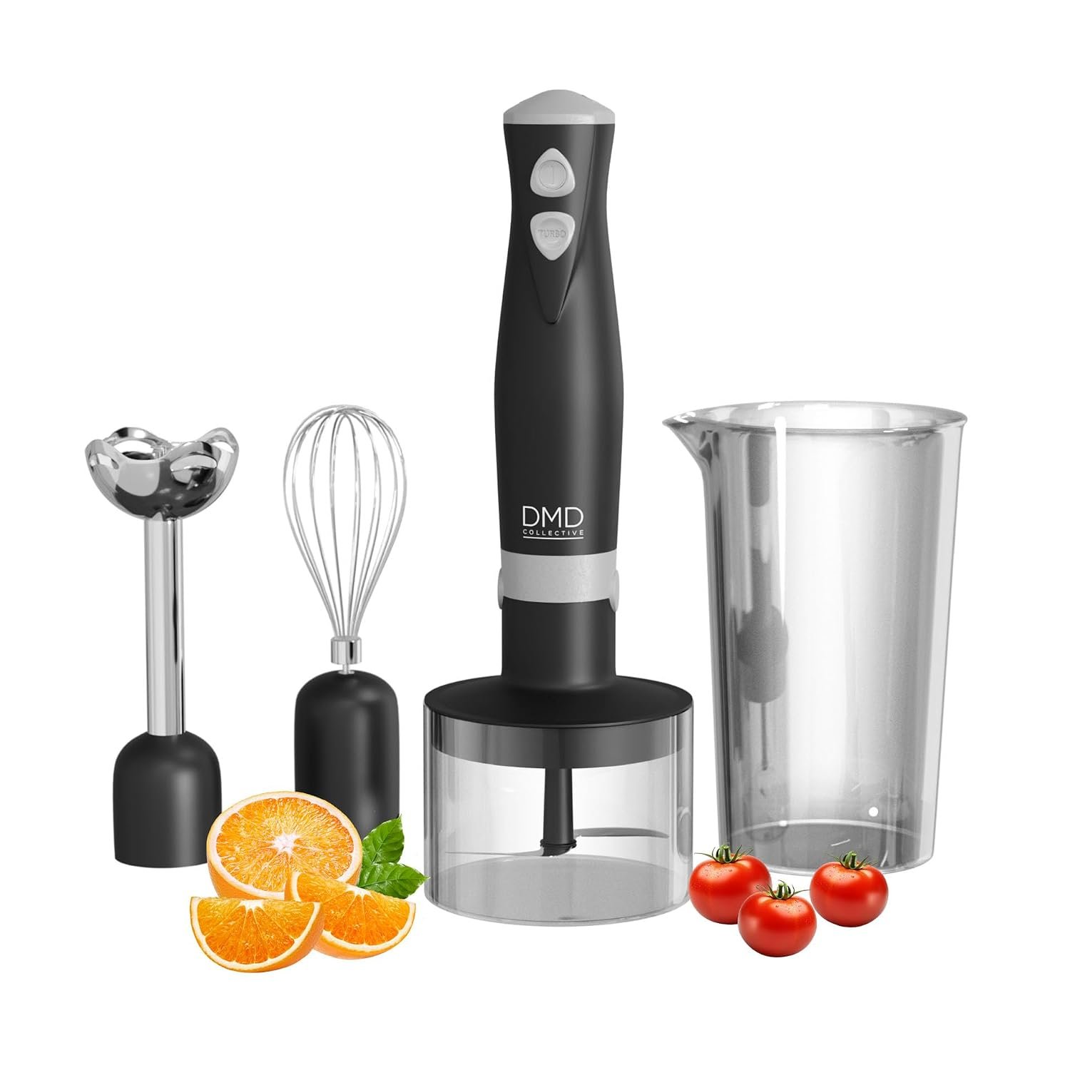DMD Collective - 5-in-1 Hand Blender Set, Immersion Stick Blender, Compact Food Processor, Fruit and Veg Mini Chopper, Stainless Steel Blades, 500ml Blender Bowl, 700ml Beaker 350W
