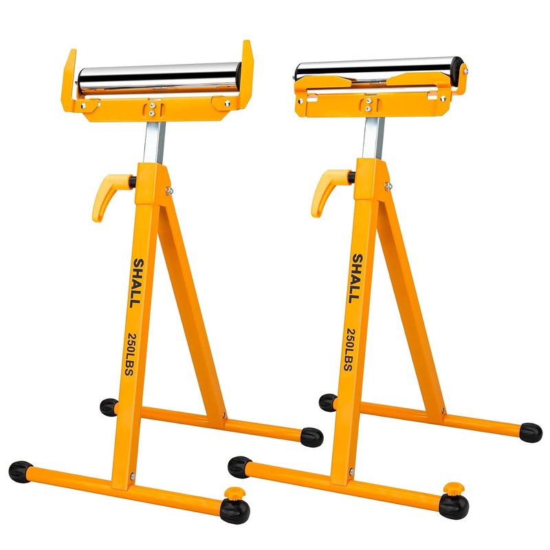 Shall 2-Pack Folding Roller Stand - Heavy Duty 250 LBS Load Capacity - 27.8-43'' Adjustable Height - for Table Saw Outfeed Woodworking