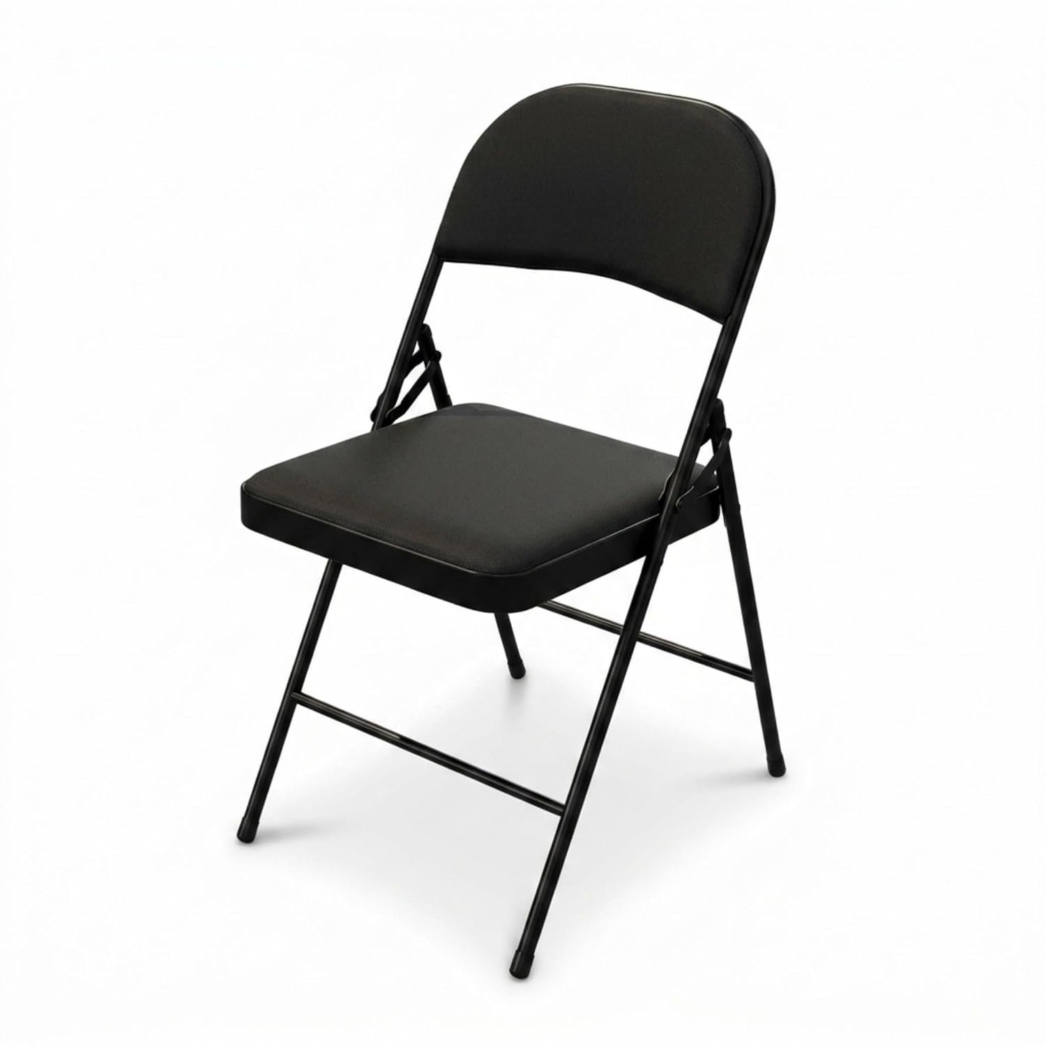Build Rapido Folding Chair Padded Metal Chair with Cushioned Seat, Foldable Steel Frame Indoor Outdoor Guest Seating (Black)