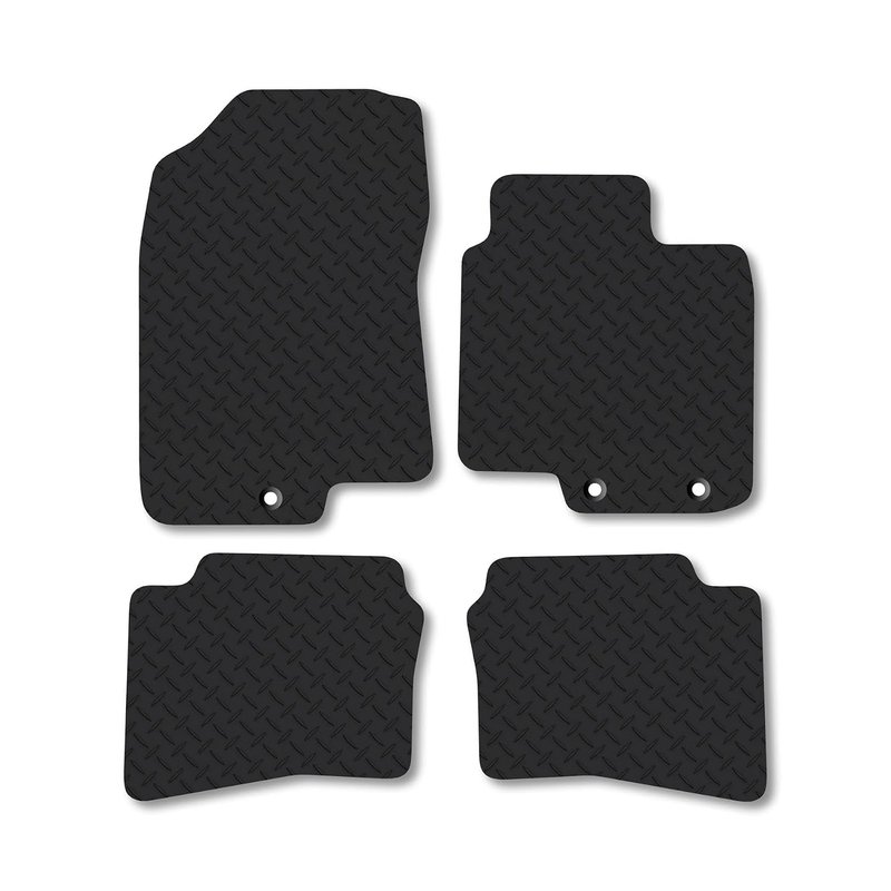 Hyundai i20 (2015-2020) Press stud floor fixing 5mm Rubber Car Mats Compatible Premium Durable Tailored Fit Heavy-Duty Floor Mats Set Accessory Waterproof Durable Custom Fit Water Resistant Easy-Clean