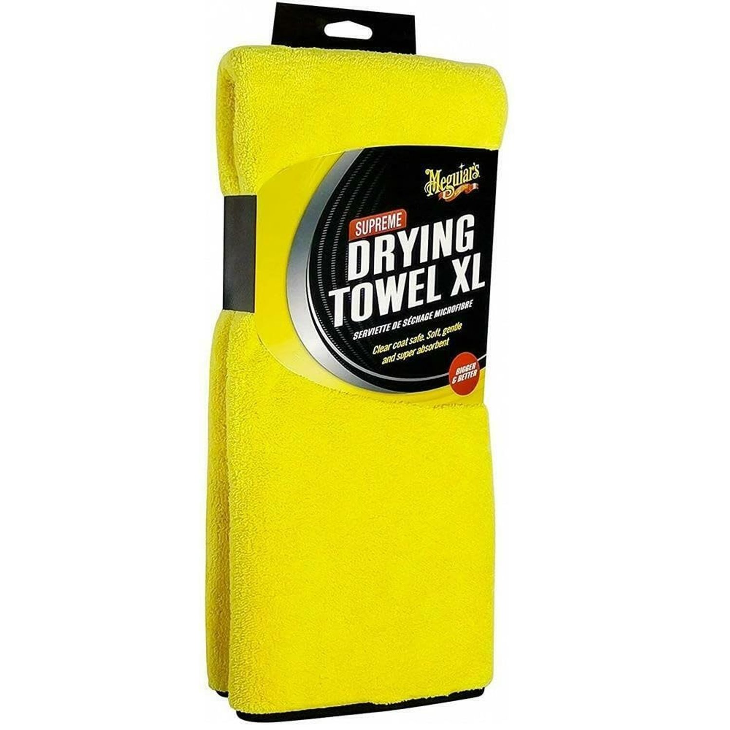 Meguiar's Supreme Microfibre Car Cleaning Drying Towel XL, Yellow - Clear Coat Safe, Super Absorbent - X1905EU