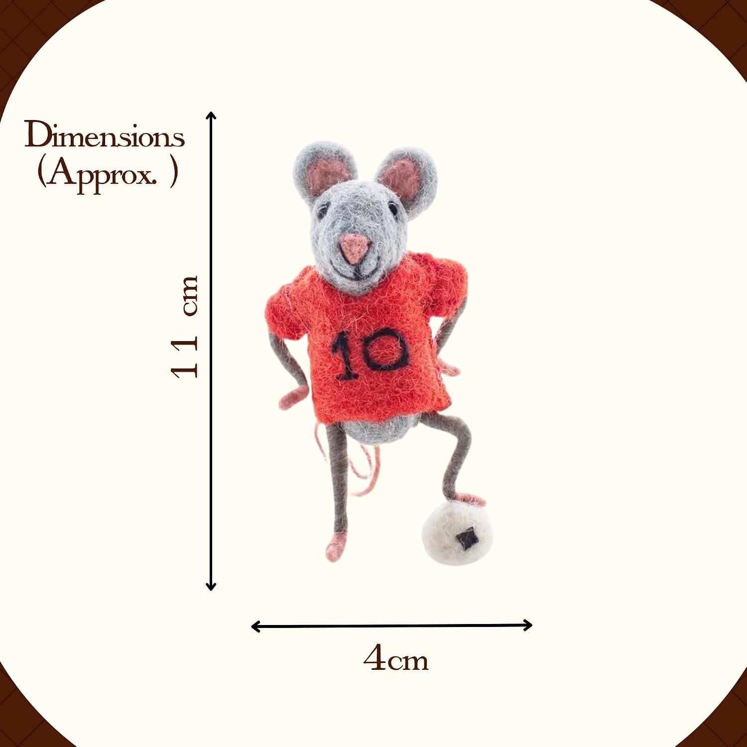 Sew Heart Felt - Red Footballer Mouse - Felt Animal Ornament Football Gift