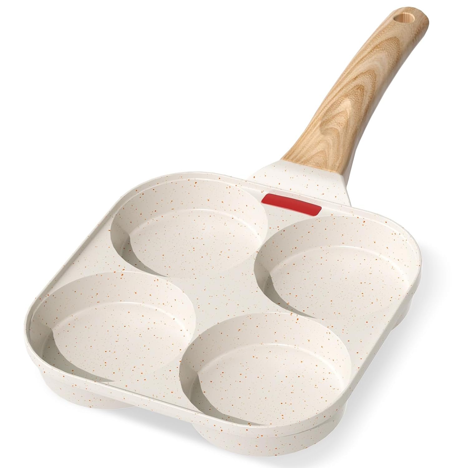 YASHE 4 Hole Pancake Pan, Non-Stick Fried Egg Pan, Durable Aluminum Frying Pan with Heat-Resistant Handle, Multi-Function Cookware for Breakfast