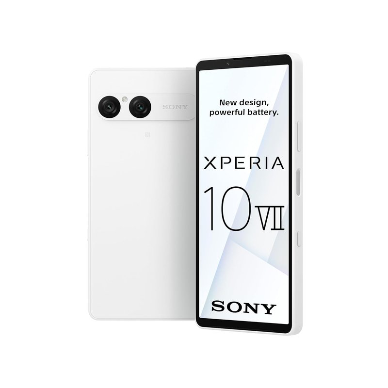 Sony Xperia 10 VII – 6.1" 19.5:9 OLED display with 120 Hz, 5,000 mAh battery, 16 mm ultra-wide-angle lens, 3.5 mm audio jack, Android 15, IP65/68, Dual SIM hybrid, White