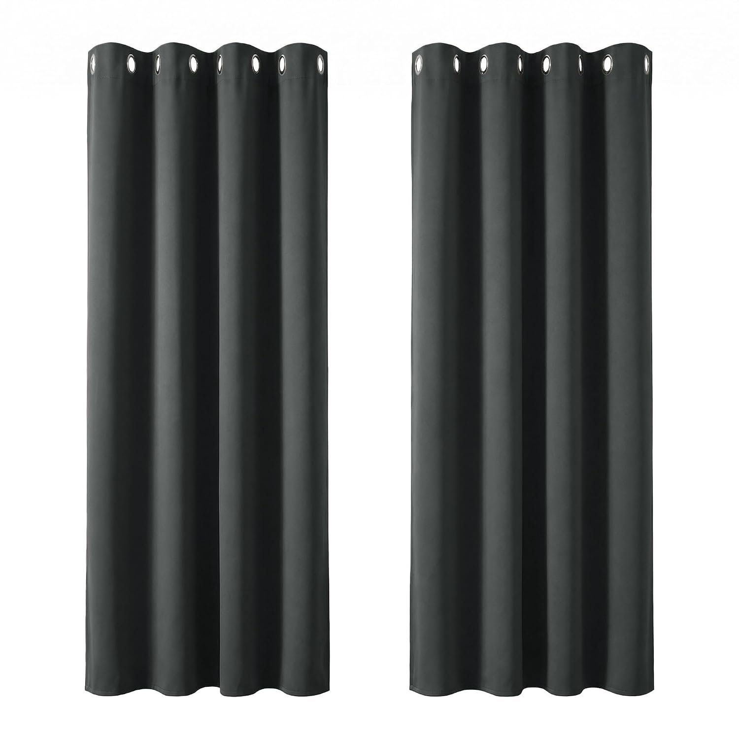 Deconovo Blackout Curtains Super Soft Bedroom Curtains Thermal Insulated Energy Saving Curtains for Kids Dark Grey 46x63 Inch 2 Panels