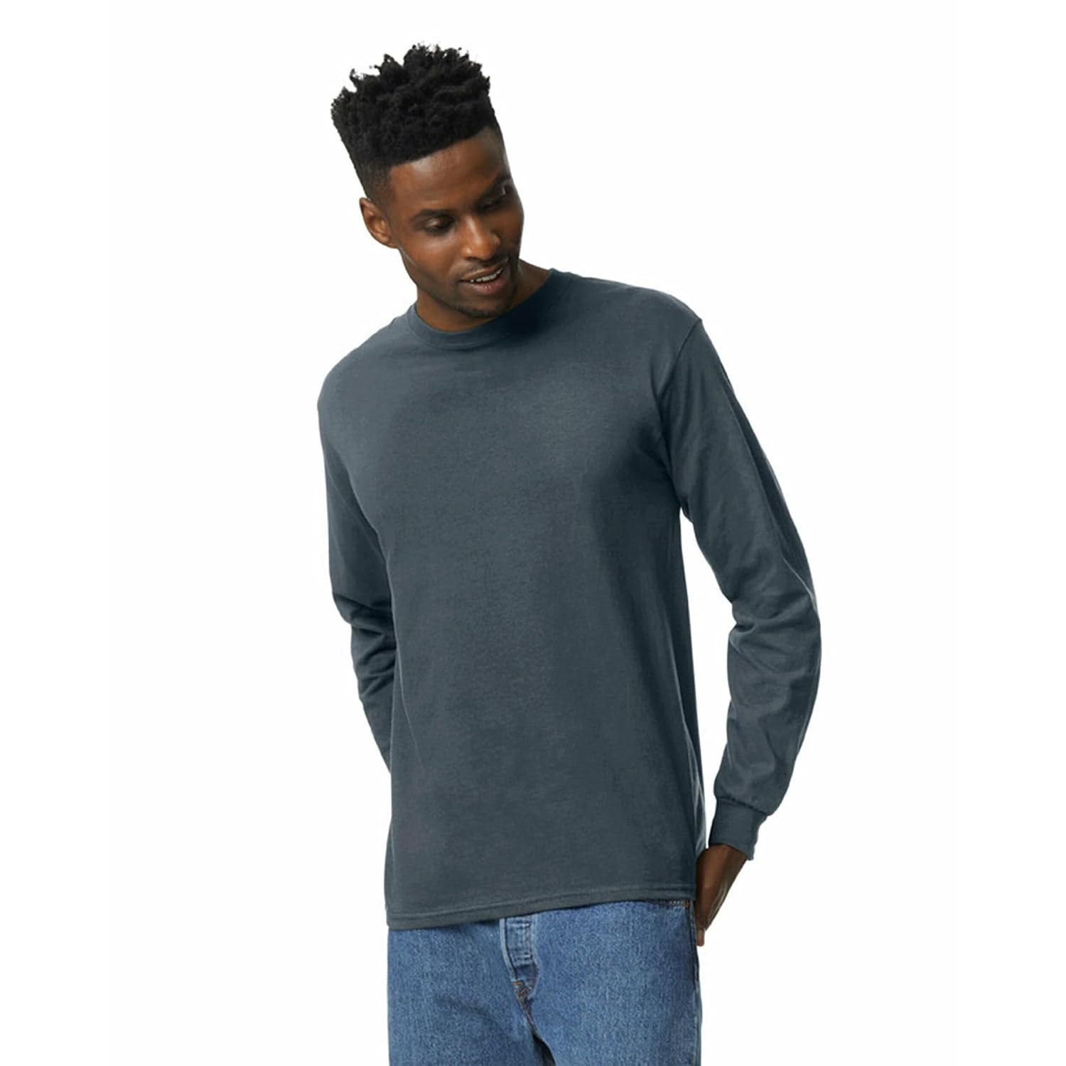 Gildan Unisex's Ultra Cotton Long Sleeve T-Shirt, Style G2400, Multipack, Dark Heather (2-Pack), 3XL (Pack of 2)