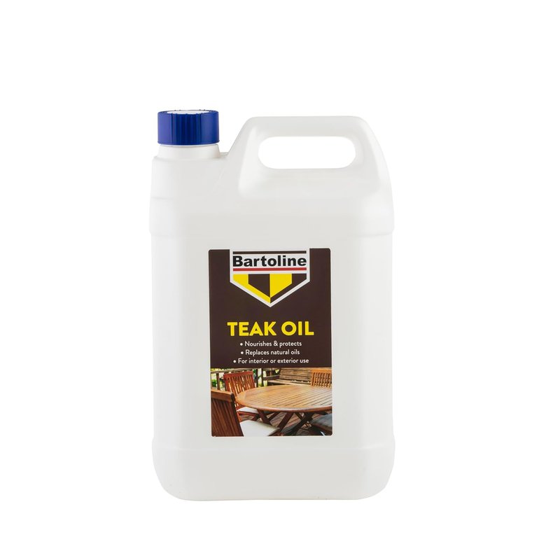 Bartoline Teak Oil 5 L, Deep Penetrating Wood Oil for Outdoor and Indoor Furniture, Garden Furniture, Hardwood Protection and Teak Care