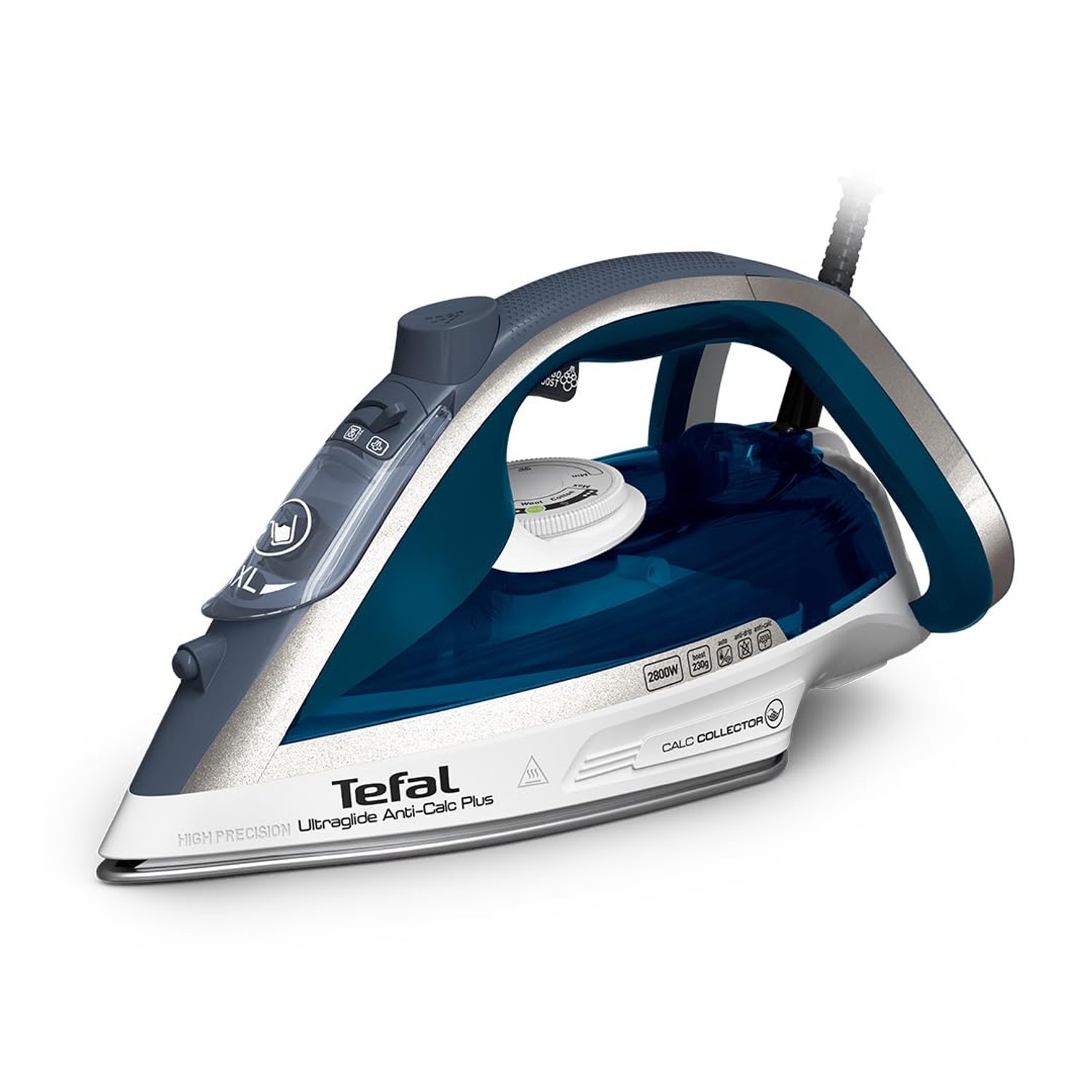 Tefal Ultraglide Plus Steam Iron, 2800W, 230 g/min Steam Boost, 50 g/min Continuous Steam, Durilium Non Stick Soleplate, Auto Off Anti Drip Anti Scale, FV5879G2