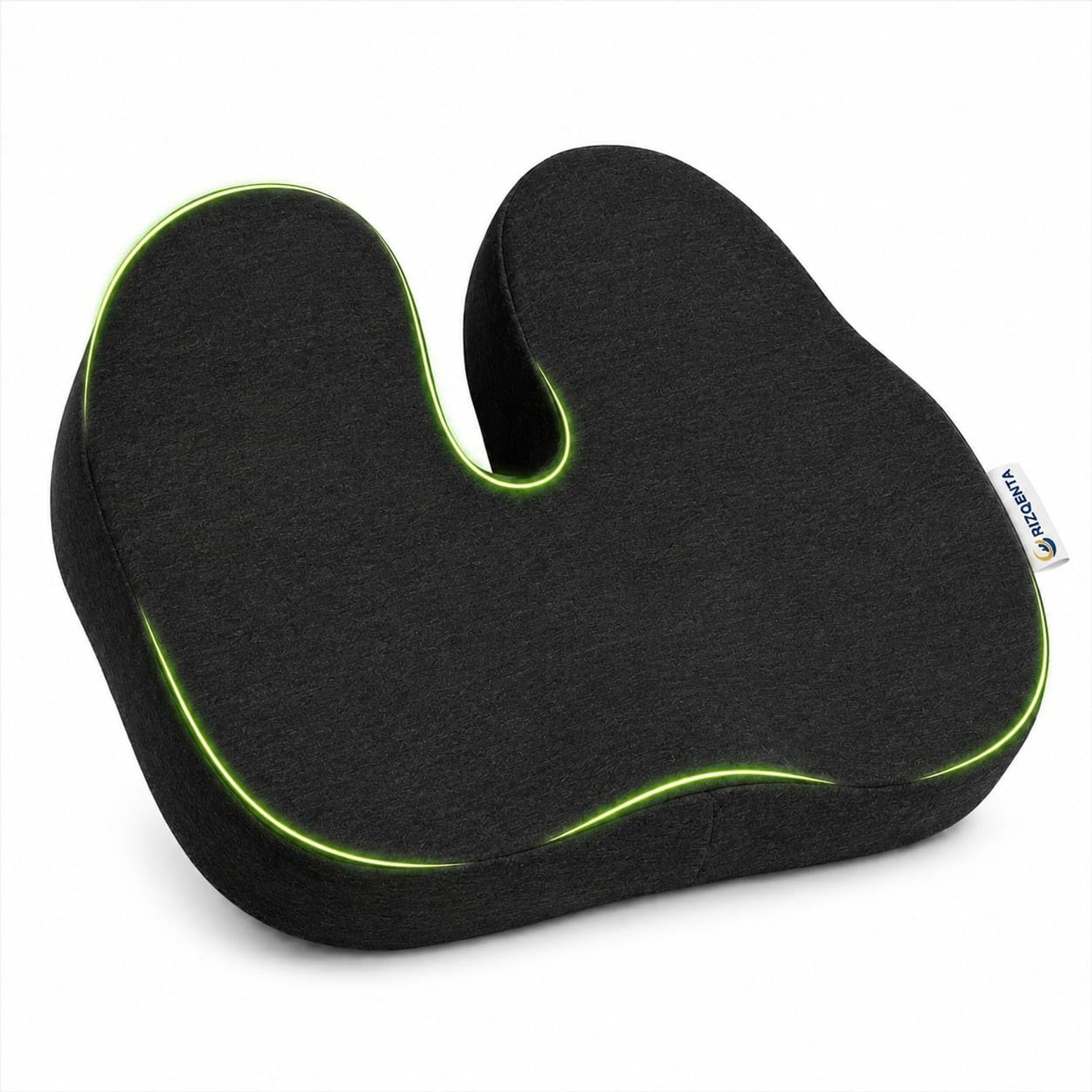RIZQENTA Seat Cushion, Memory Foam Office Chair Cushion, Ergonomic Car Chair Cushions for Tailbone Pain Relief, Sciatica Relief, Comfort Seat Pad for Home, Office, Long Sitting, Large & Non-Slip