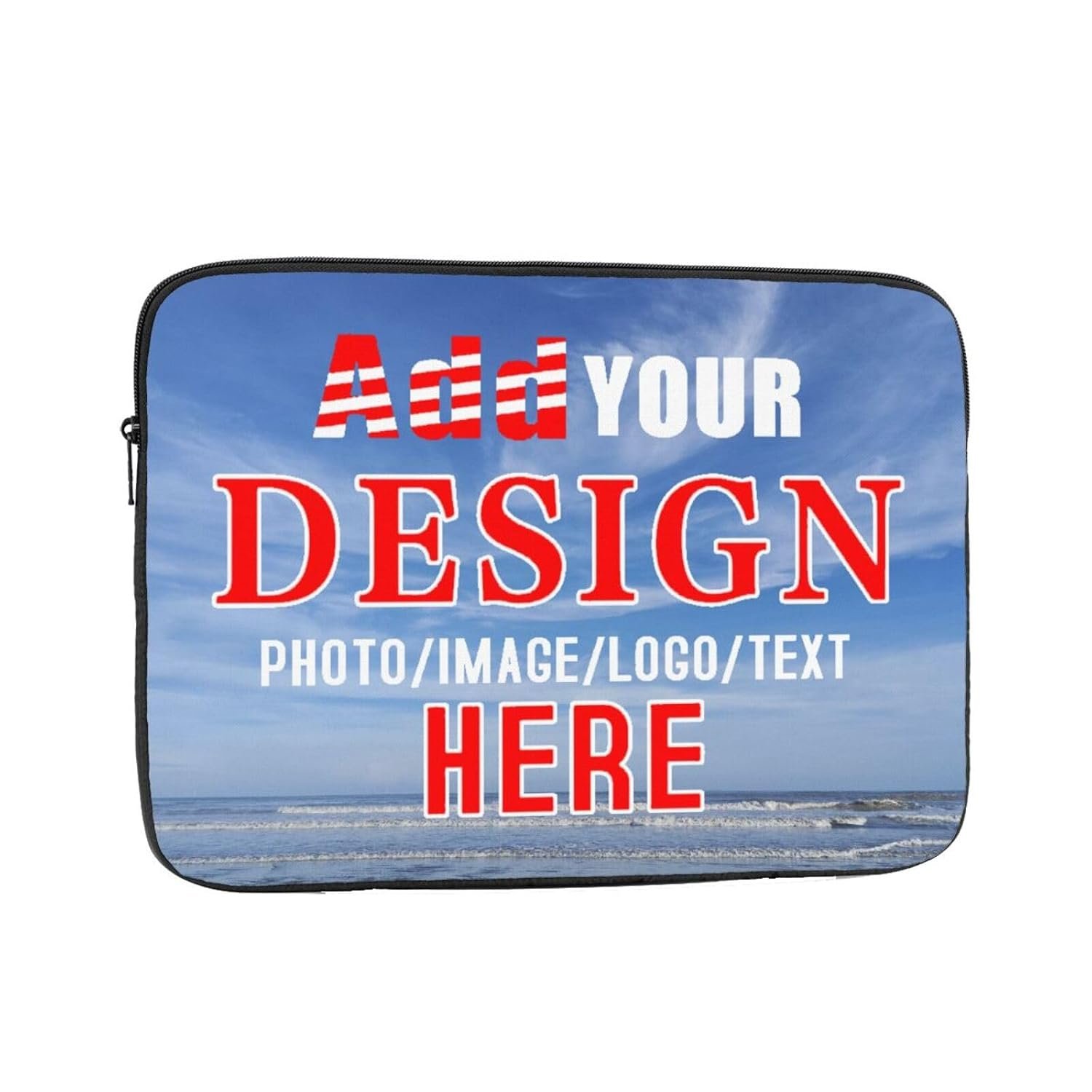Personalised Zipper Laptop Bag with Photo Name, Custom Laptop Sleeve Bag Add Your Text Logo Image Business Briefcase Protective Case Shockproof Laptop Carrying Cover (Style 2-15 inch, Black)