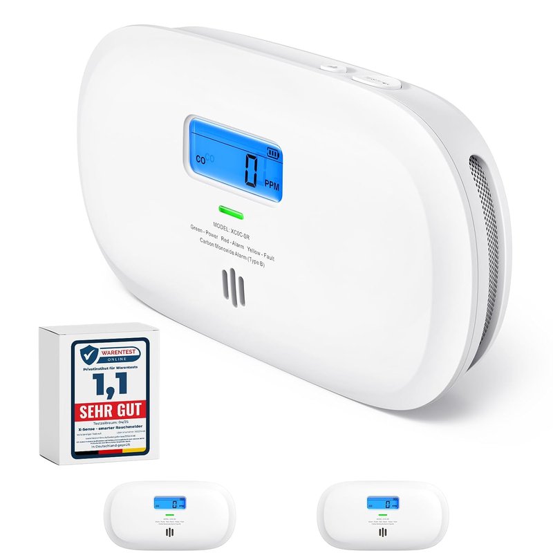 X-Sense Carbon Monoxide Detector, Replaceable Battery Powered CO Alarm with Digital Display, Portable Carbon Monoxide Alarm for Home with CO Peak Value Memory, XC0C-SR, 2-Pack