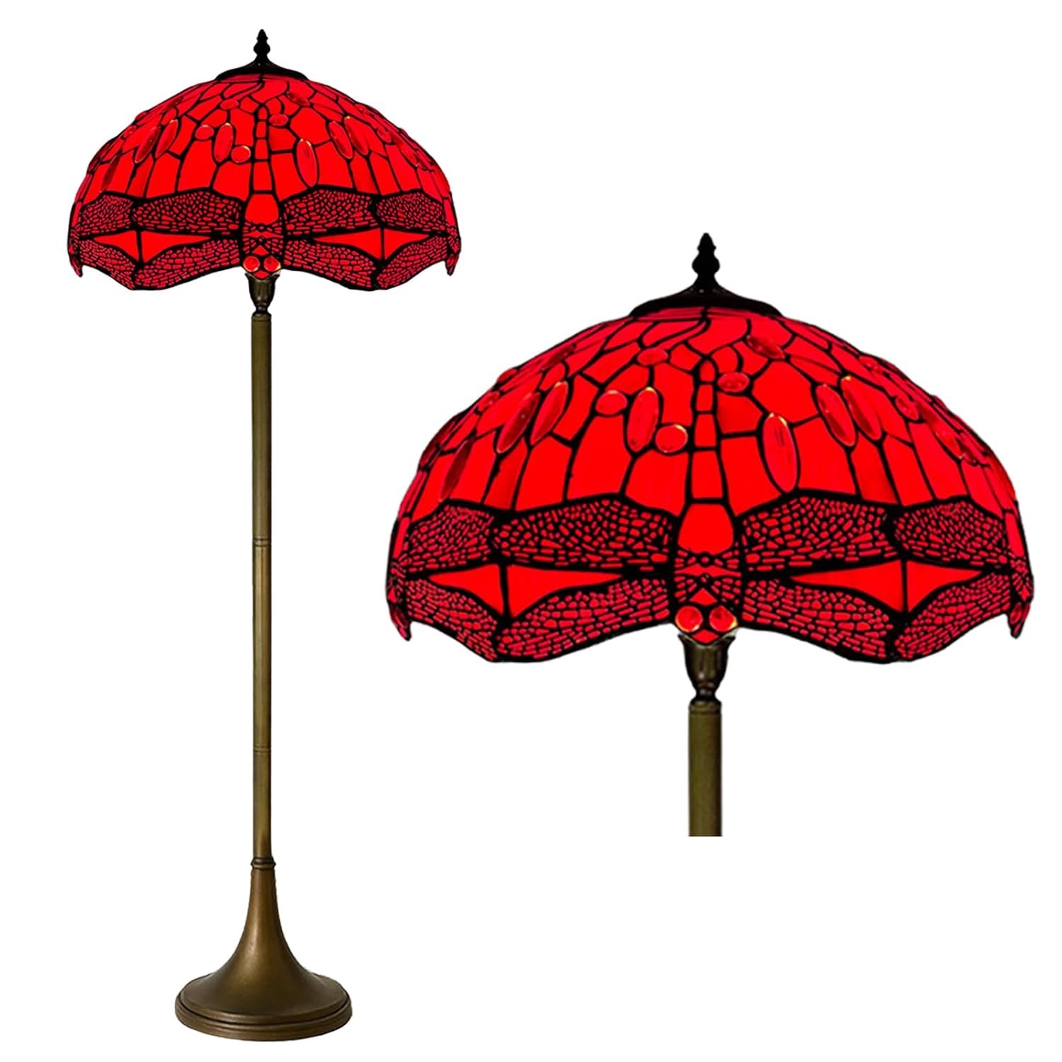 Auroh Tiffany Floor Lamps Stunning Quality Handcrafted 16 inch Stained Glass Lamp Shades Antique Design Floor Lamp for Living Room Bedroom Hallway Gallery (TFL-1606)