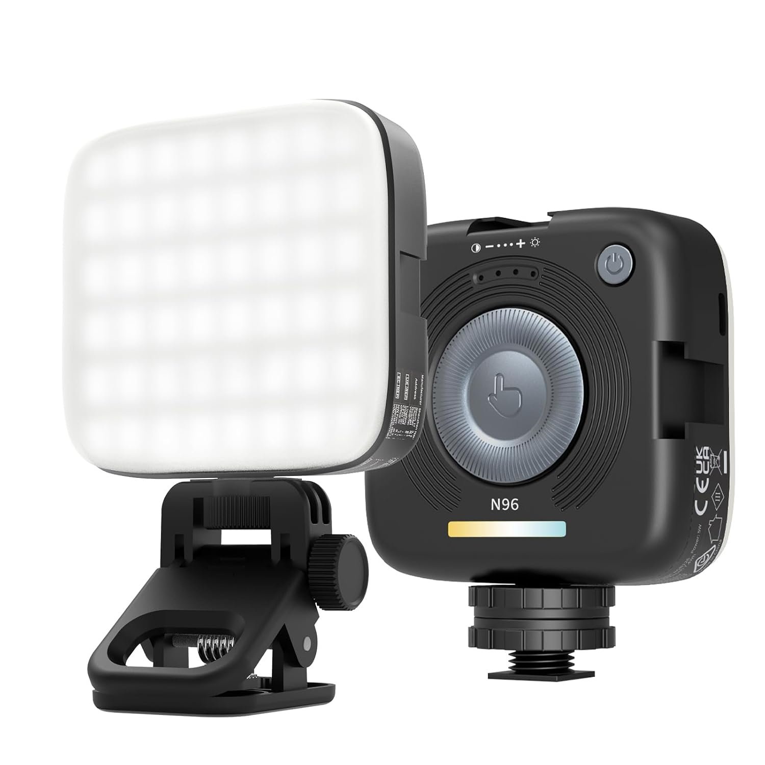 NEEWER ENTRY LEVEL VERSION Magnetic LED Camera Light, 96 LEDs Bi Color Small Clip On Panel Light, 2000mAh 3000K-9000K CRI80+, 3 Cold Shoes 1/4" Thread for Tripod, Video Recording Selfie Lighting, N96