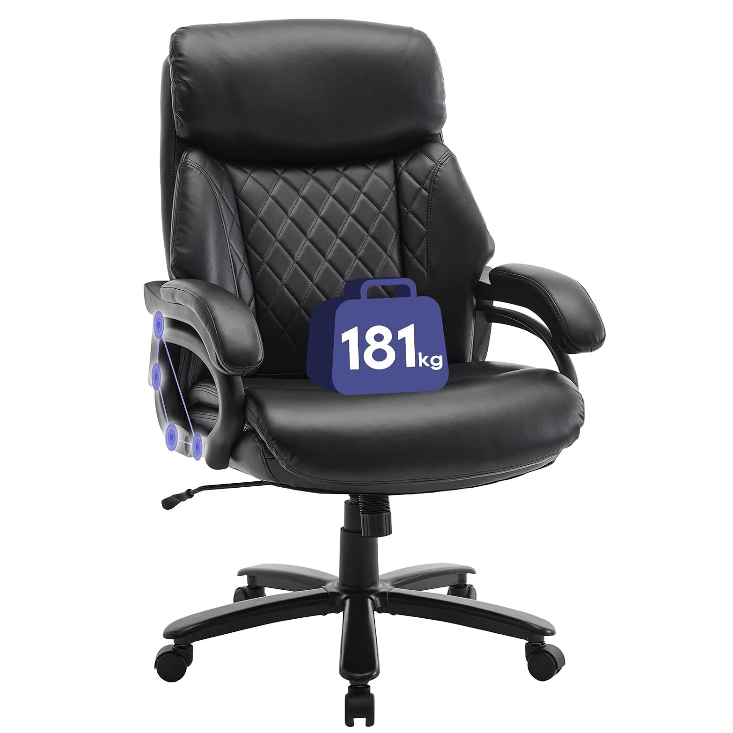 COLAMY Big and Tall Office Chair 400lbs, PU Leather Executive Office Chair for Heavy People, Extral Wide Adjustable Innerspring Desk Chair for Home Office with Padded Armrests