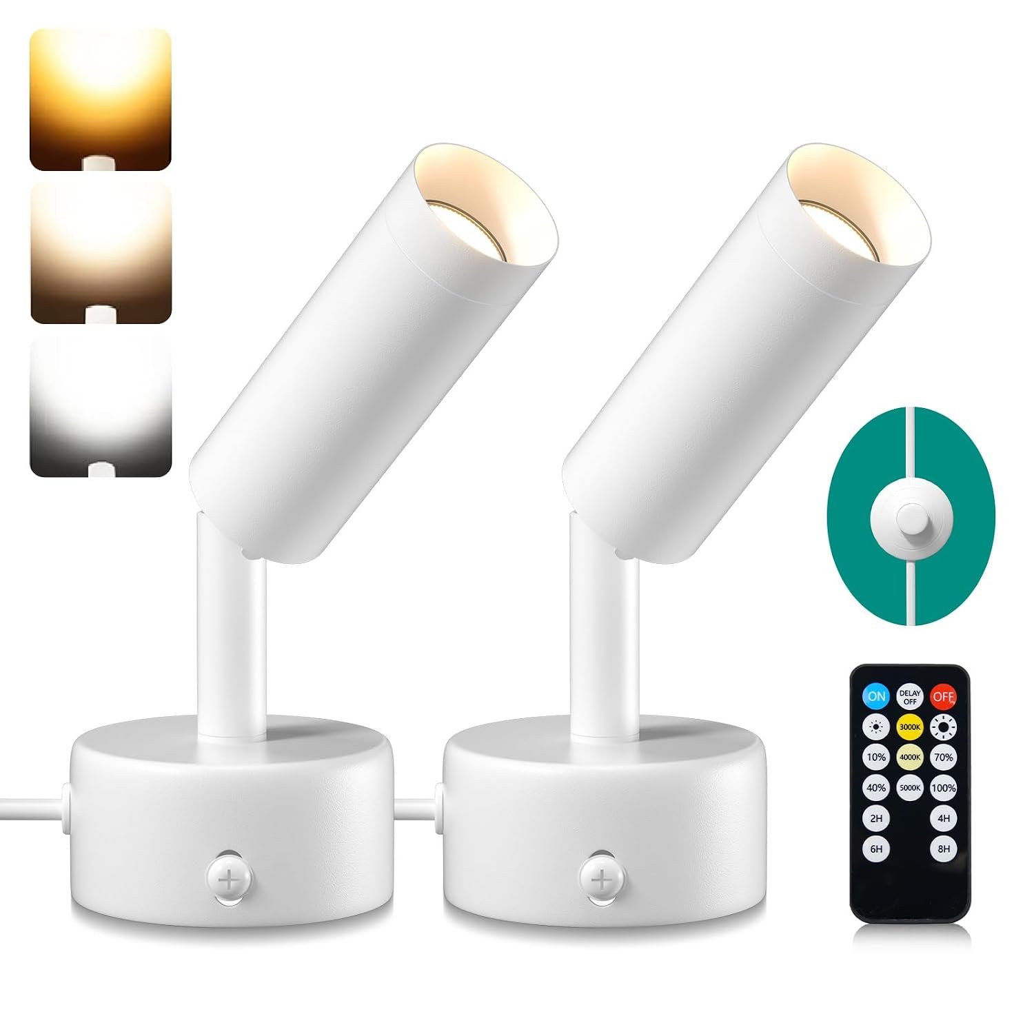 Lamptobe LED Spot Lights Indoor with Timer and Remote,2 Pack 5W Plant uplighters Picture Light Up Lights Indoor 3000K/4000K/5000K Uplighting Spotlight for Accent Lighting Plants or Artwork