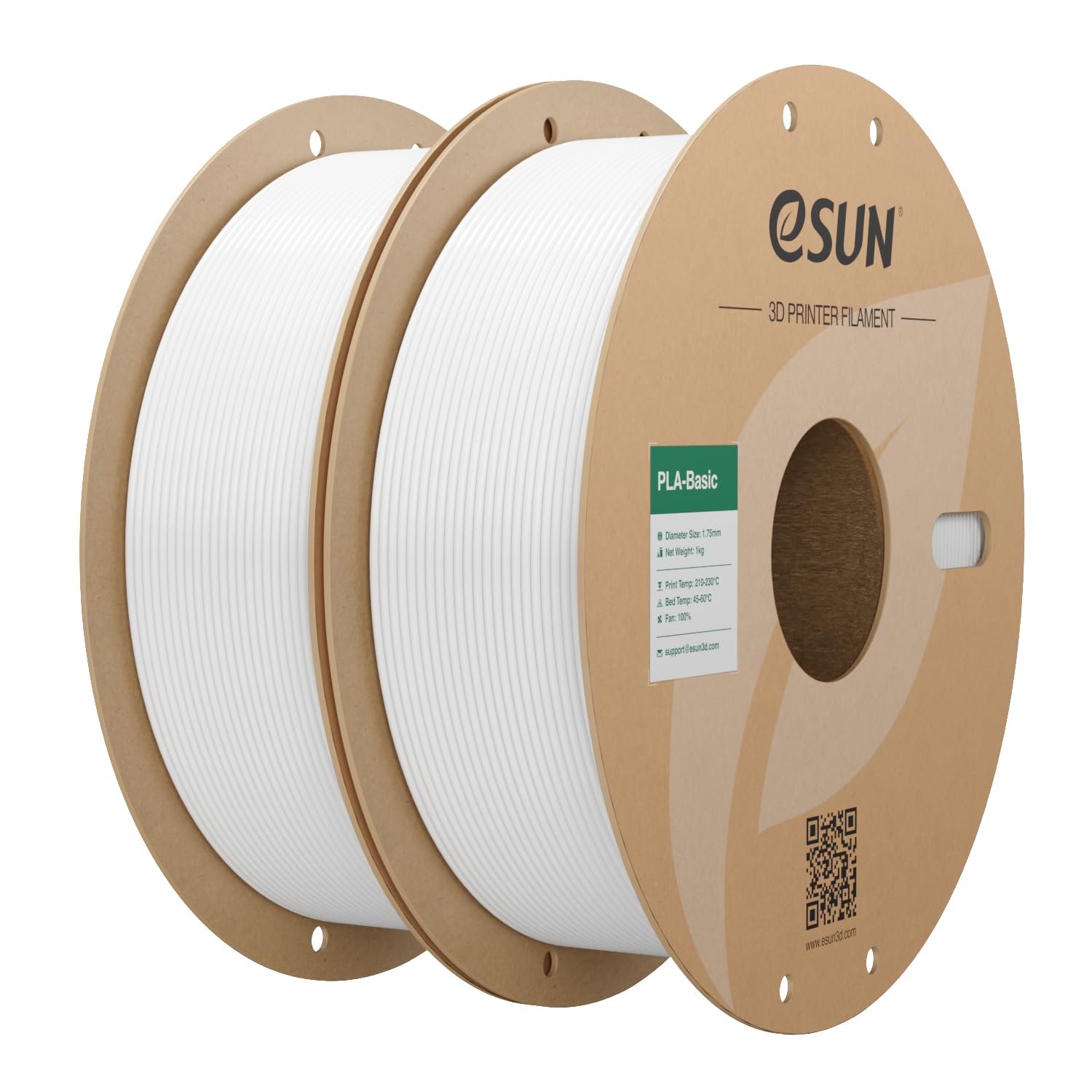 eSUN PLA Filament 1.75mm, PLA Basic 3D Printer Filament Dimensional Accuracy +/- 0.05mm, 1KG per Spool, 2 Spools 3D Printing Filament,Cold White and Cold White