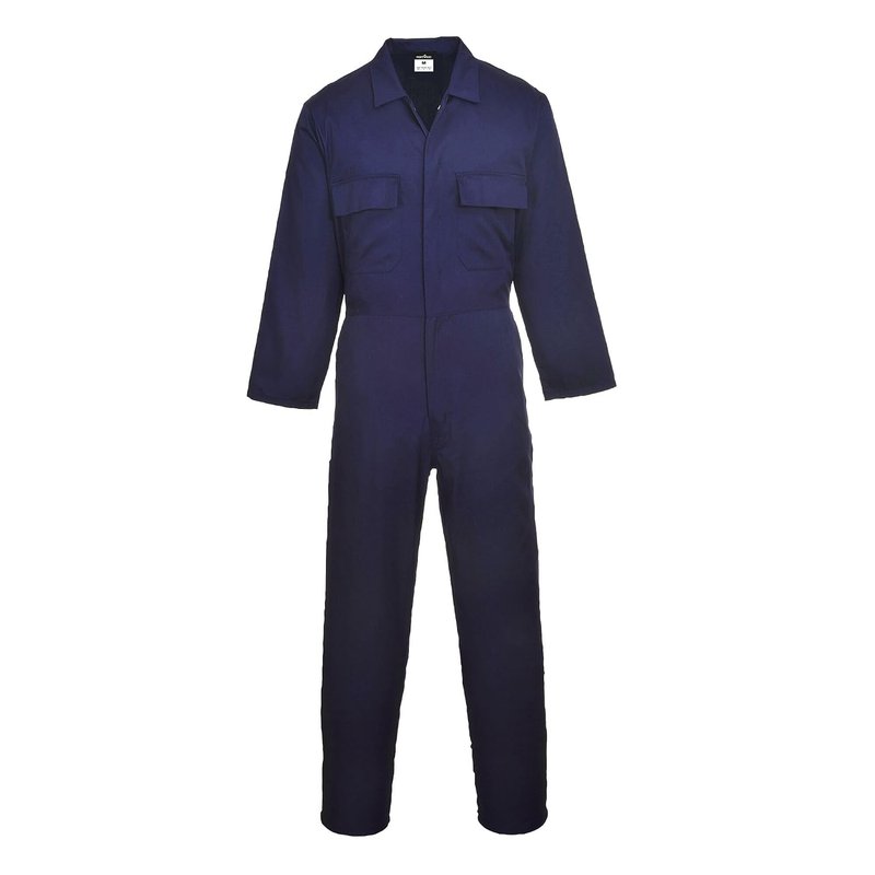 Portwest S999 Classic Collection Protective Polycotton Work Coverall Men's Boiler Suit Work Overalls Workwear Unisex Six Pockets Elasticated Waist 40+ UPF, Regular, Navy, M