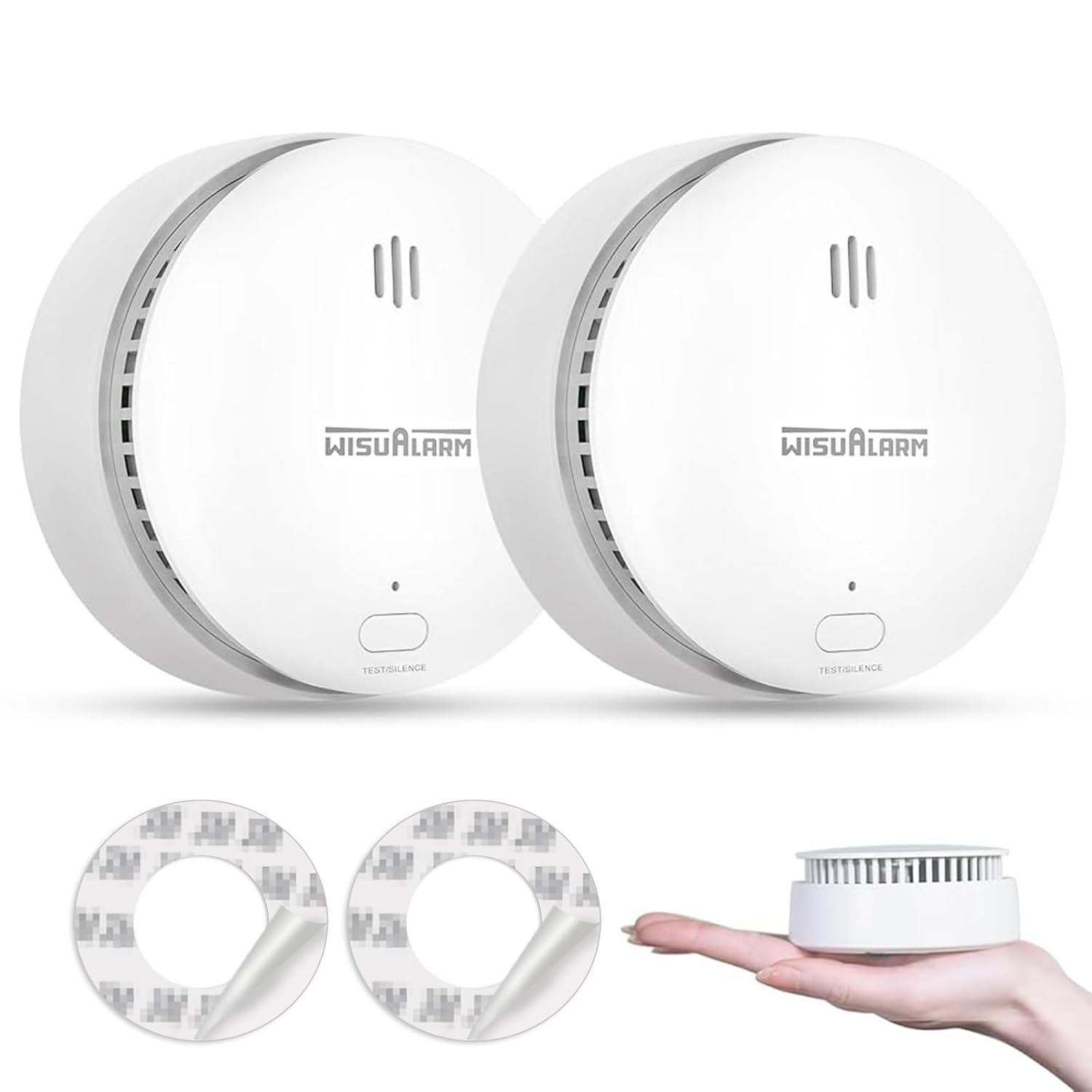Smoke Alarms for Home, 10-Year Battery, Smoke Alarm, Fire Alarm with Test/Silence Button, Smoke Detector Certificated by TUV Conforms to EN14604 Standard (2pcs)
