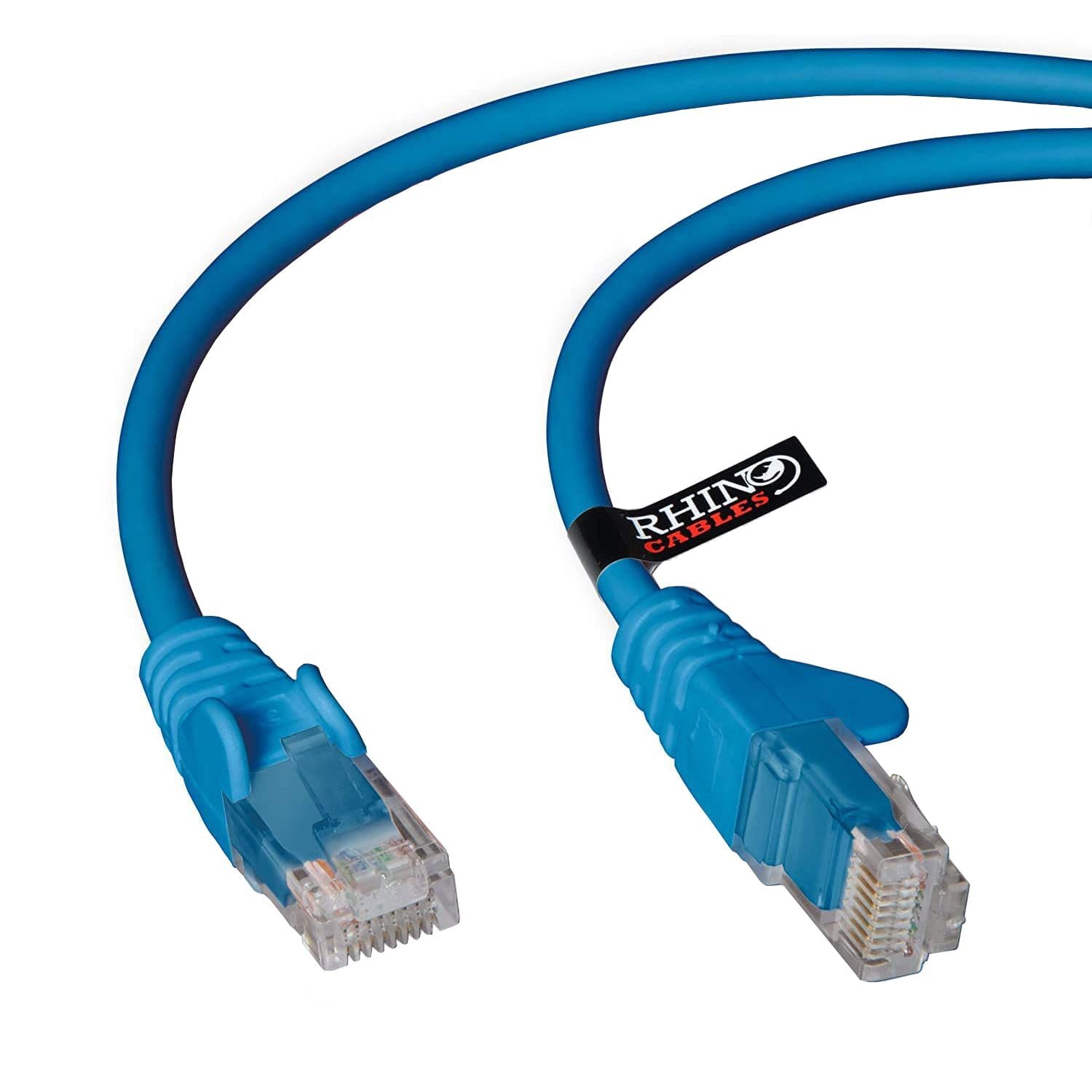 rhinocables CAT 5e High-Speed Ethernet Cable - Reliable LAN Network RJ45 Cable for Fast Internet & Data Transfer | Durable WiFi Broadband Cable for Gaming & Streaming, (1.5m, Blue, Pack of 50)