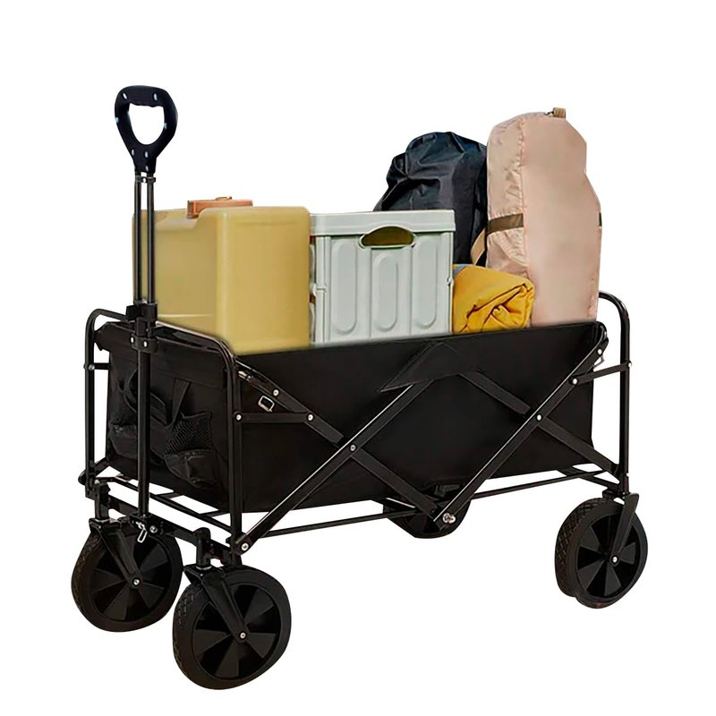 Neo Heavy Duty Large Capacity Foldable Collapsible Garden Trolley Cart Utility Wagon Truck Folding Wheelbarrow for Beach Gardening Outdoor Camping Shopping Fishing Festivals (Khaki)