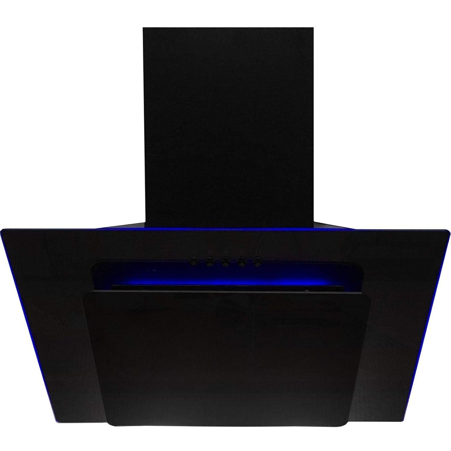SIA 90cm Black Glass Angled Kitchen Cooker Hood Chimney Extractor Fan With Red Blue And Green LED Edge Lit Mood Lighting AGE91BL-AMZ1