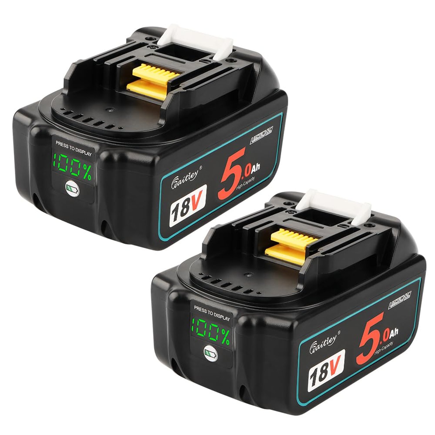 Power Elektro 2Pack 5.0Ah Replacement Battery compatible with Makita 18V, Lithium Ion for BL1850 BL1850B BL1840 BL1840B BL1830 BL1830B BL1815 LXT Tools with LED Indicator
