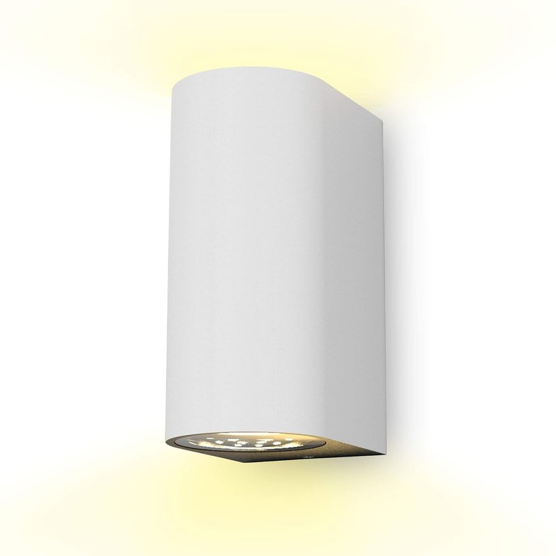 B.K.Licht Splashproof Up and Down Wall Light for Indoors or Outdoors with 2X 5W GU10 Bulbs, White
