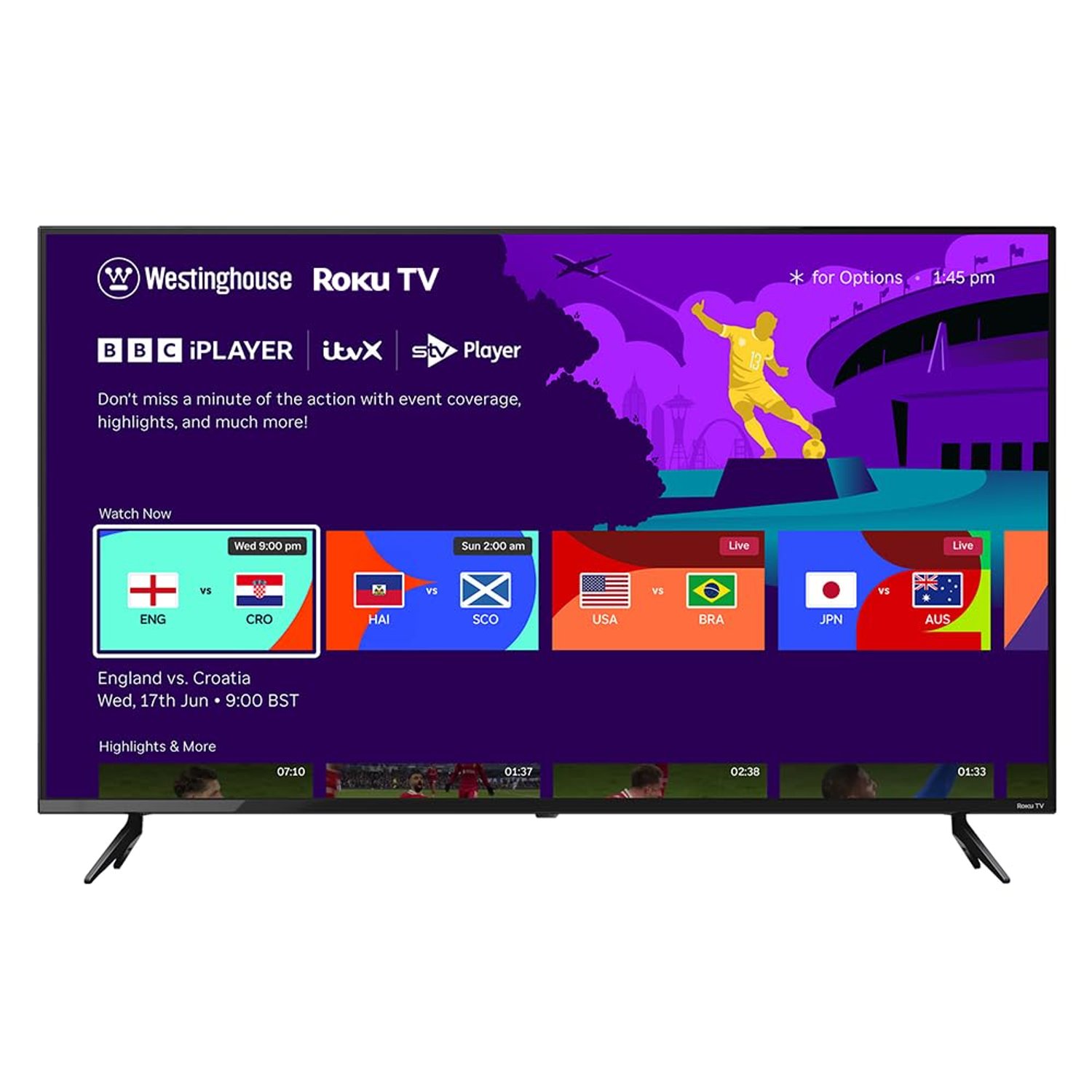 Westinghouse 24 Inch Smart TV Roku OS - LED HD, Freeview, Netflix, Apple TV+, BBC iPlayer, Dolby Audio, HDMI, USB- Ideal Small TVs for Bedroom, Lounge or Kitchen 【Energy Class E】