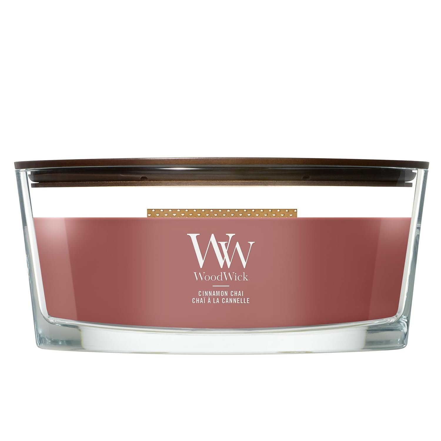 WoodWick Ellipse Scented Candle | Cinnamon Chai | with Crackling Wick | Burn Time: Up to 50 Hours