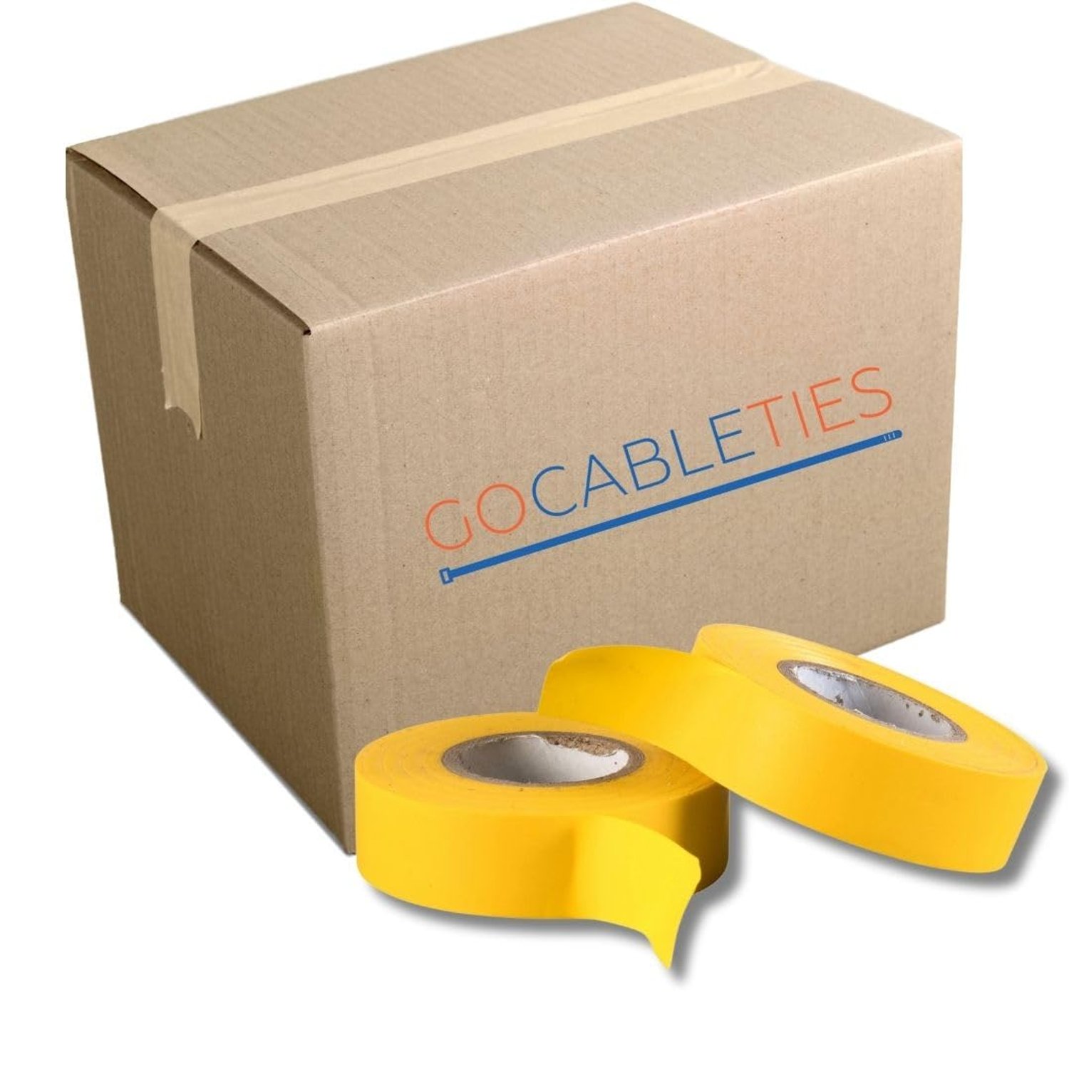 Gocableties Yellow Electrical Tape, 19mm x 20m, Bulk Box of 100 Rolls, Strong Self-Adhesive PVC Insulation Tape for Insulating, Repairing and Protecting Electrical Wires