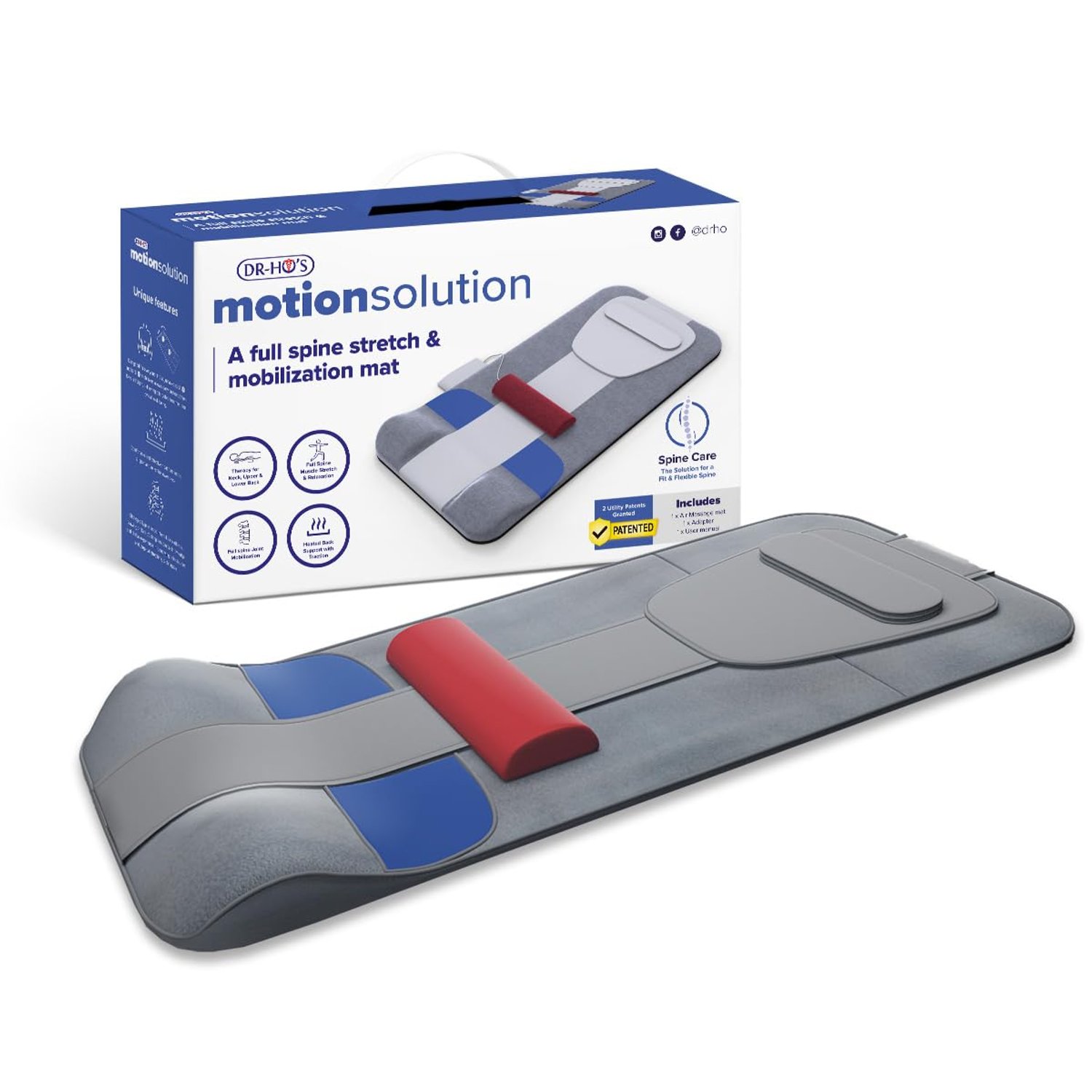 DR-HO’S MotionSolution Mat | Spine Mobilising and Stretching Mat with Heat | Relieve Aches and Pains, Relax Muscles, Improve Flexibility at Home (FBM)