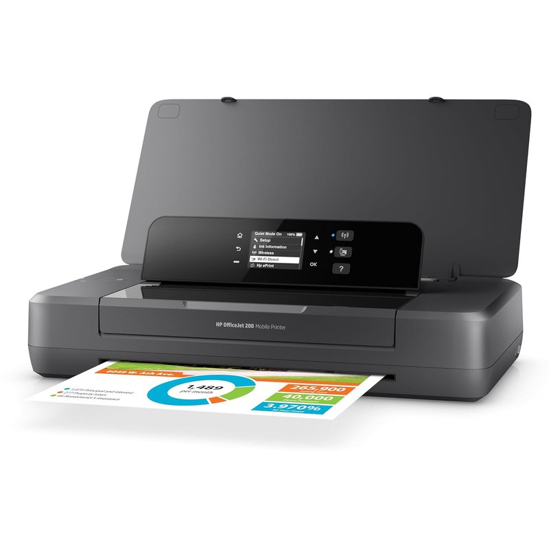 HP OfficeJet 200 Mobile Printer | Print Only | Up to A4 Colour | USB 2.0, WiFi | WiFi- Direct | Long-lasting battery life | Fast Charge | Black