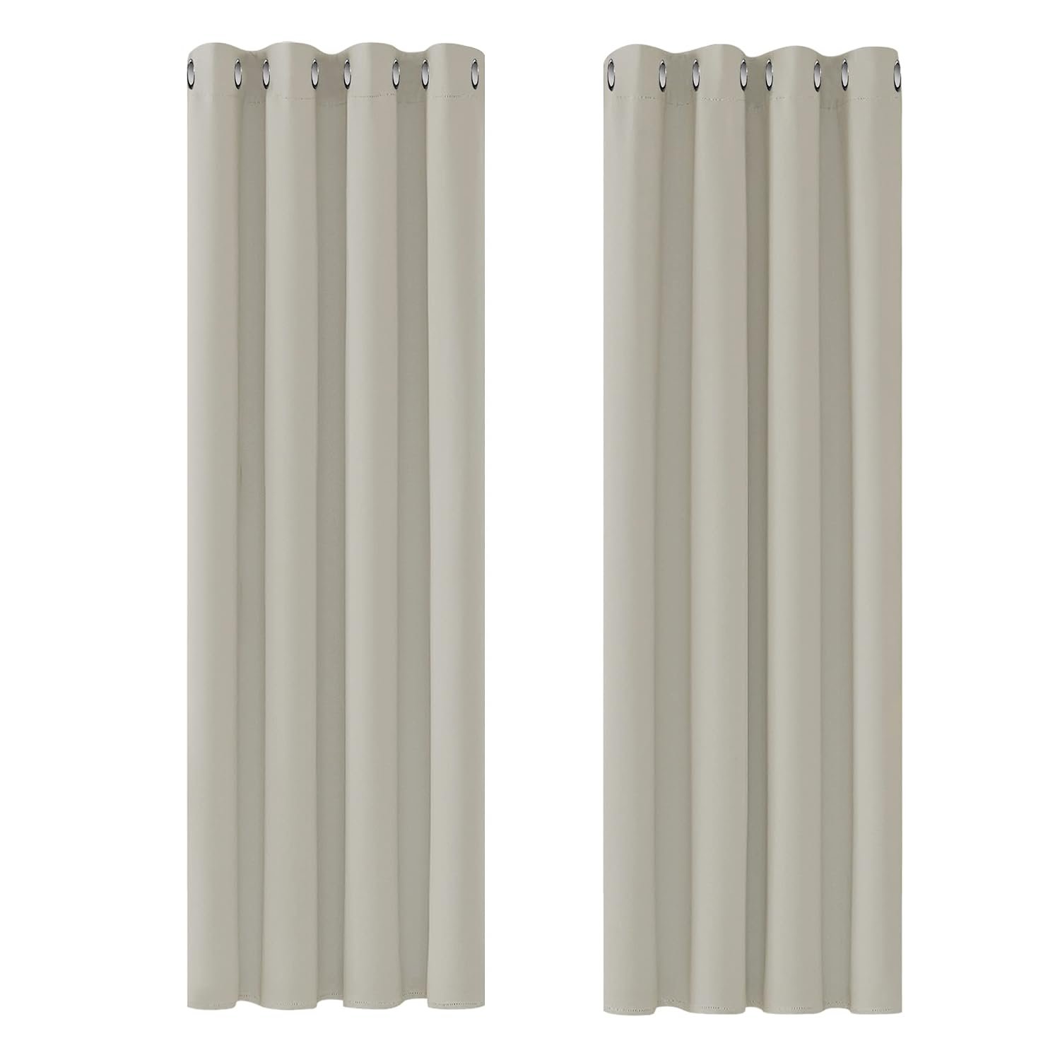 Deconovo Super Soft Solid Thermal Insulated Eyelet Room Darkening Curtains for Living room 55x69 Inch 2 Panels Light Beige